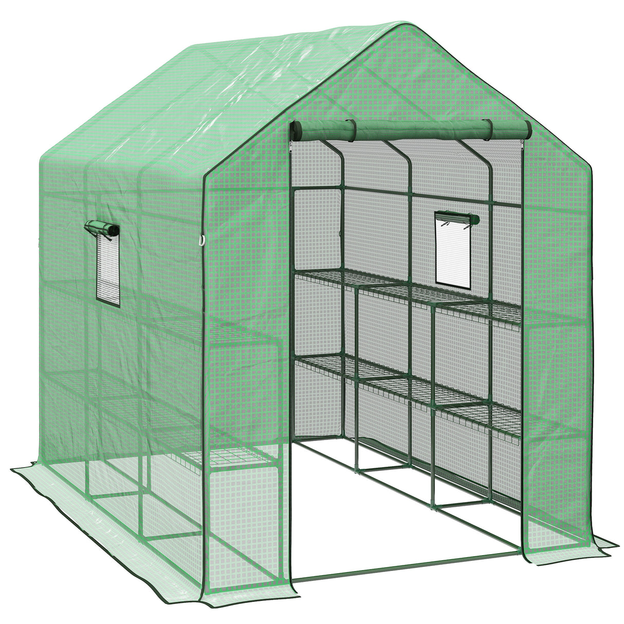 Alloy Steel Frame Garden Greenhouse 140cm Wide x 213cm Depth - Velmora