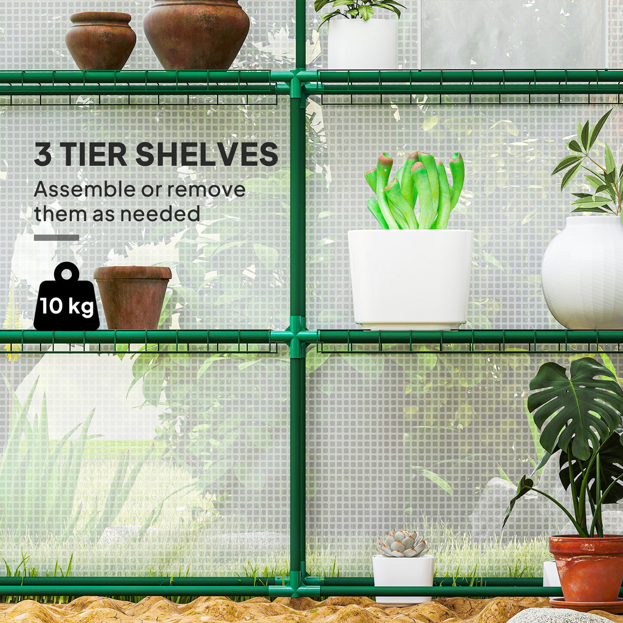 Alloy Steel Frame Garden Greenhouse 140cm Wide x 213cm Depth - Velmora