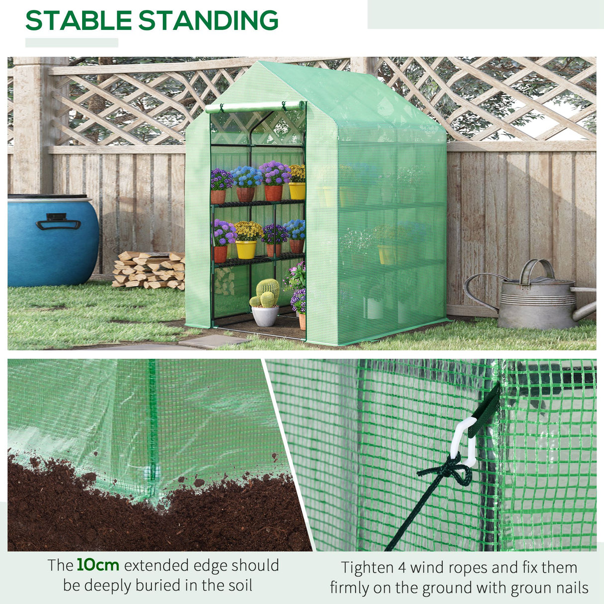 Alloy Steel Frame Garden Greenhouse 143cm Wide x 138cm Depth - Velmora