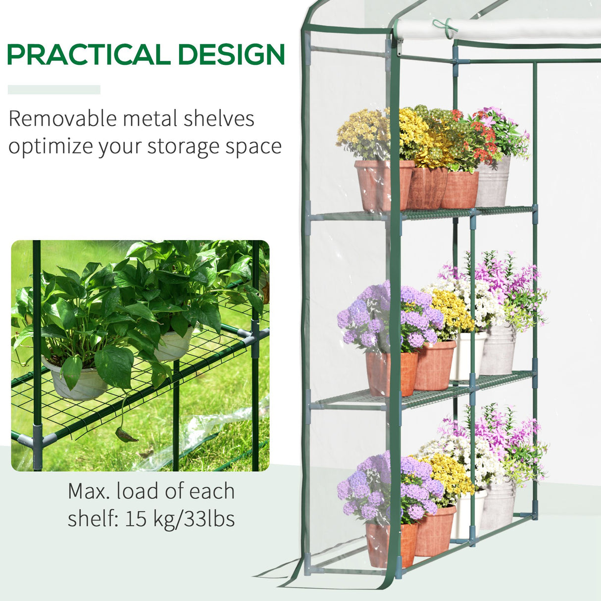 Alloy Steel Frame Garden Greenhouse 143cm Wide x 143cm Depth - Velmora
