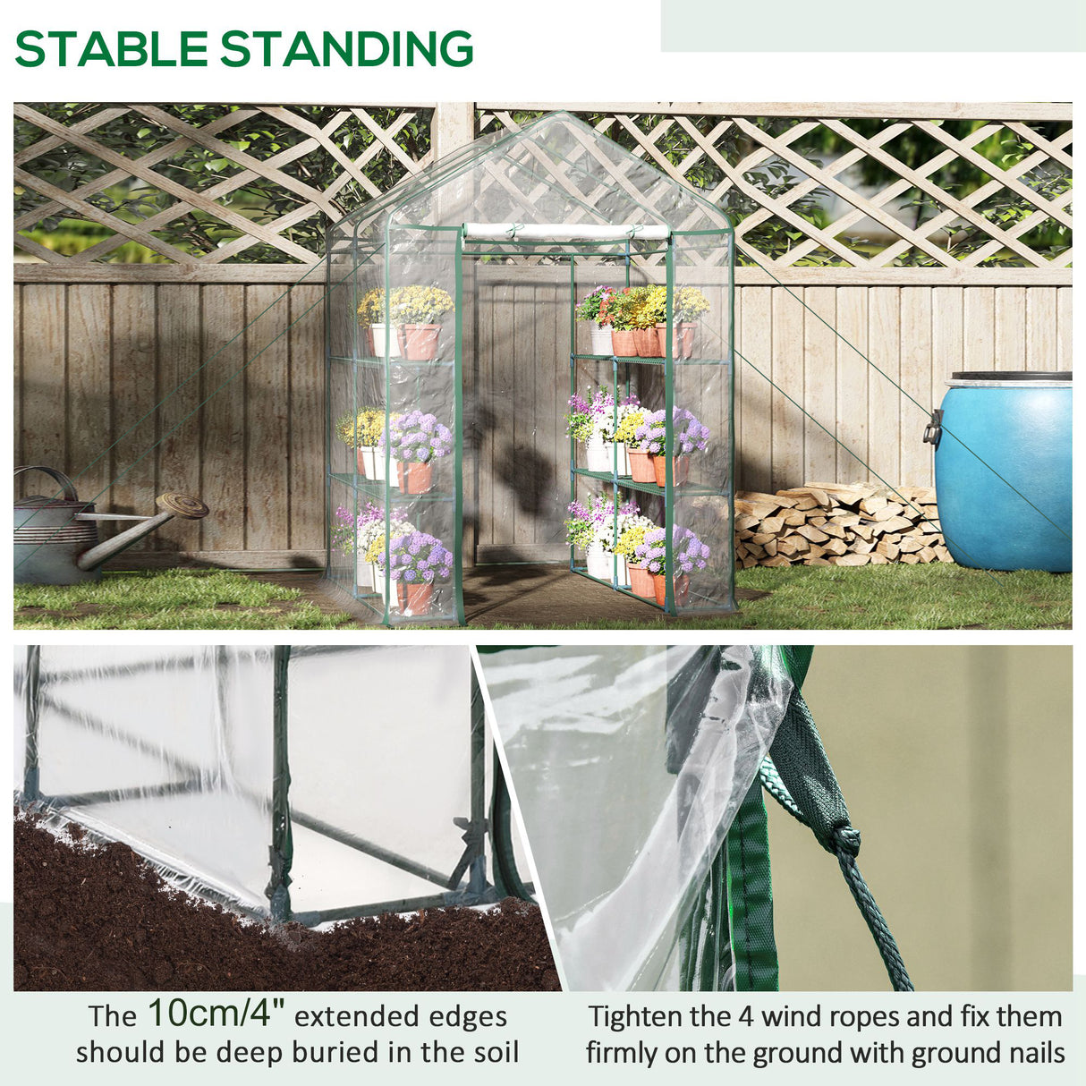 Alloy Steel Frame Garden Greenhouse 143cm Wide x 143cm Depth - Velmora