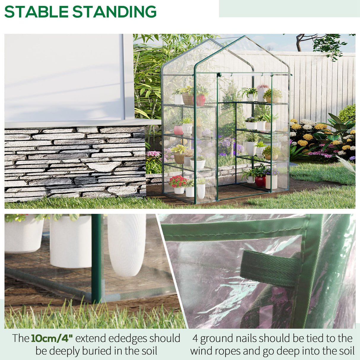 Alloy Steel Frame Garden Greenhouse 143cm Wide x 73cm Depth - Velmora