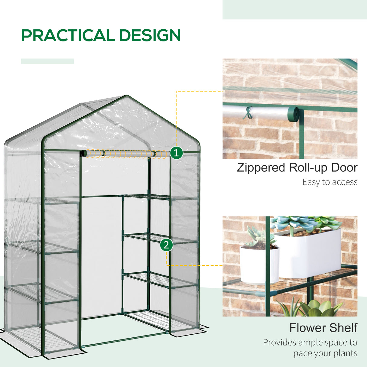 Alloy Steel Frame Garden Greenhouse 143cm Wide x 73cm Depth - Velmora
