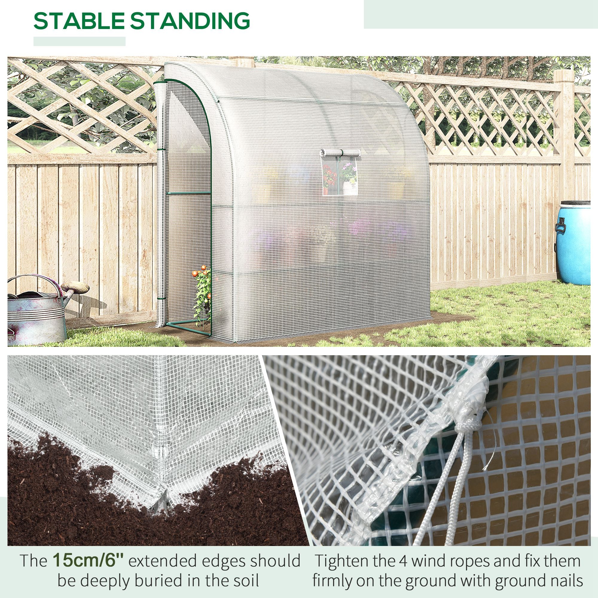 Alloy Steel Frame Garden Greenhouse 200cm Wide With Zippered Doors - Velmora