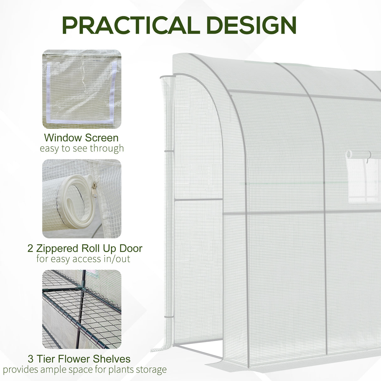 Alloy Steel Frame Garden Greenhouse 200cm Wide With Zippered Doors - Velmora