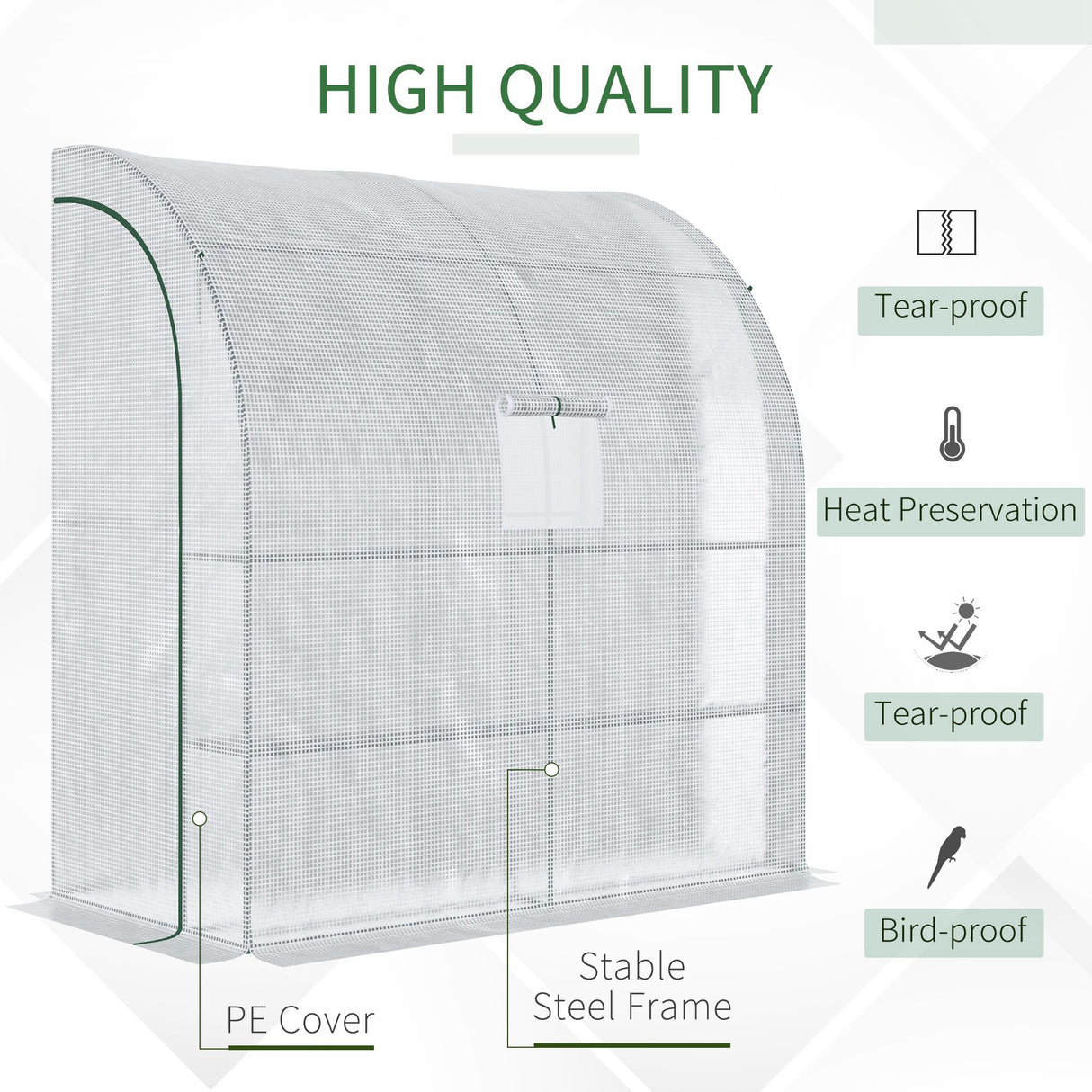 Alloy Steel Frame Garden Greenhouse 200cm Wide With Zippered Doors - Velmora