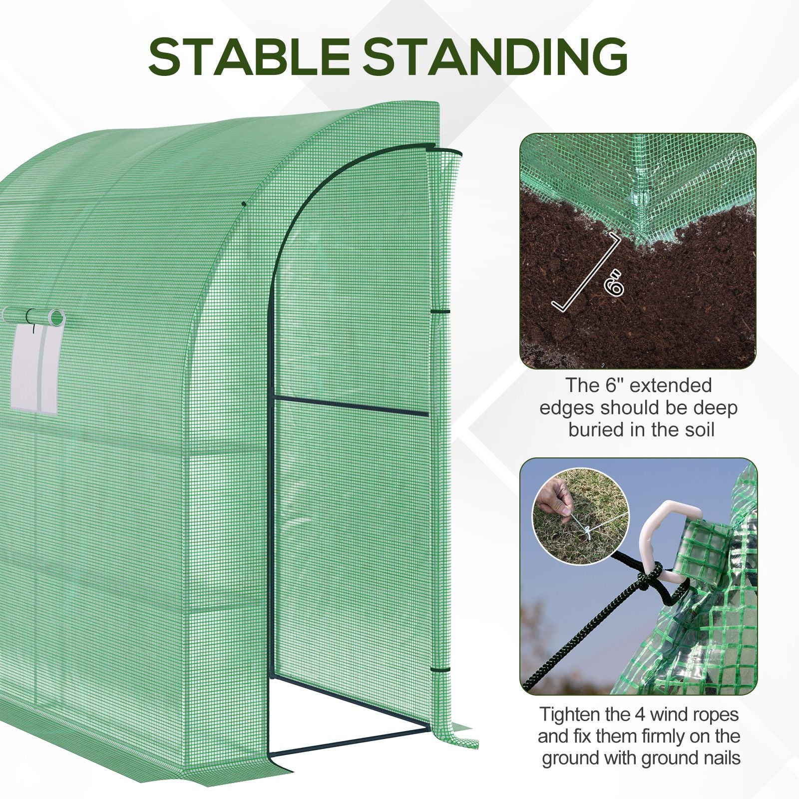 Alloy Steel Frame Garden Greenhouse 200cm Wide With Zippered Doors - Velmora