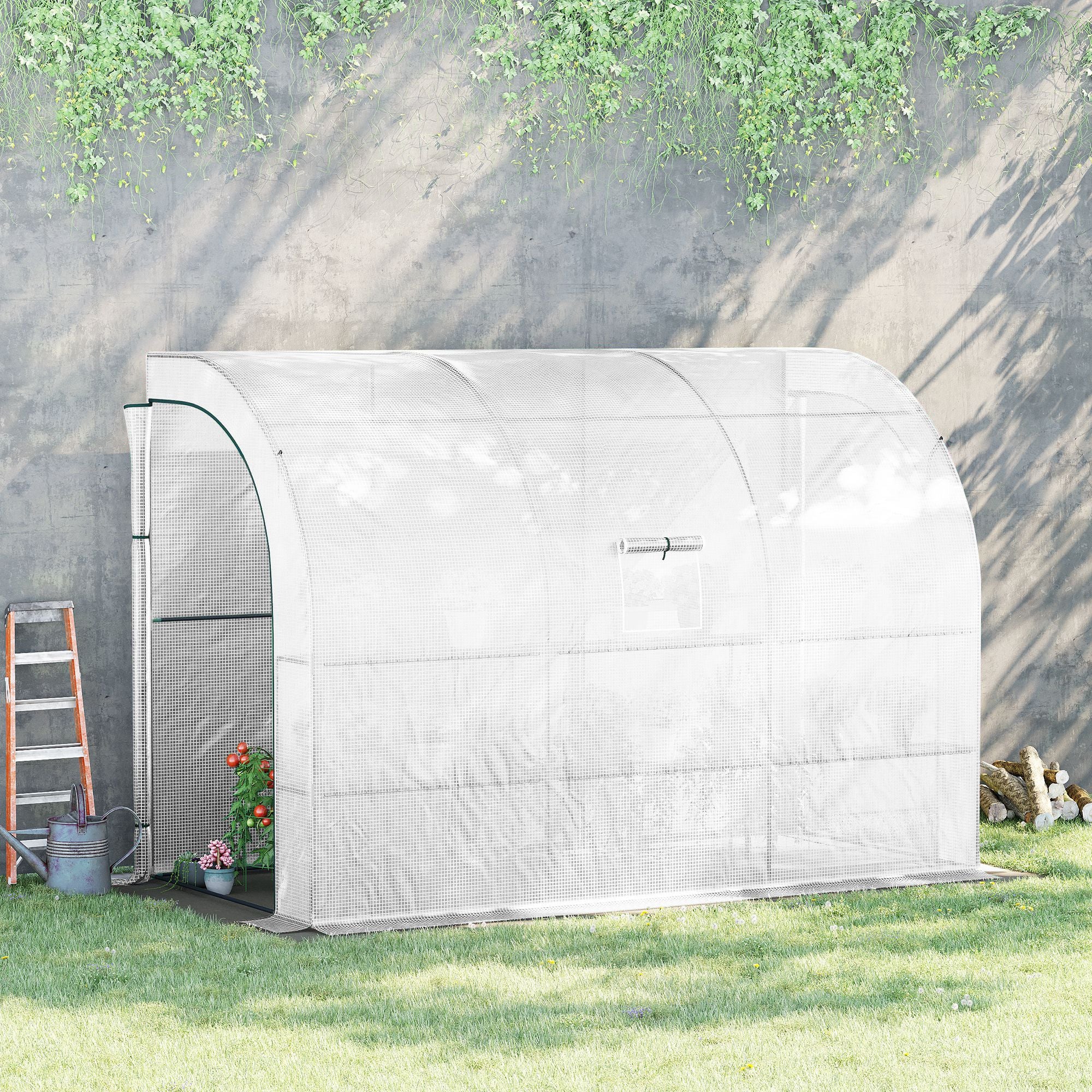 Alloy Steel Frame Garden Greenhouse 300cm Wide With Zippered Doors - Velmora