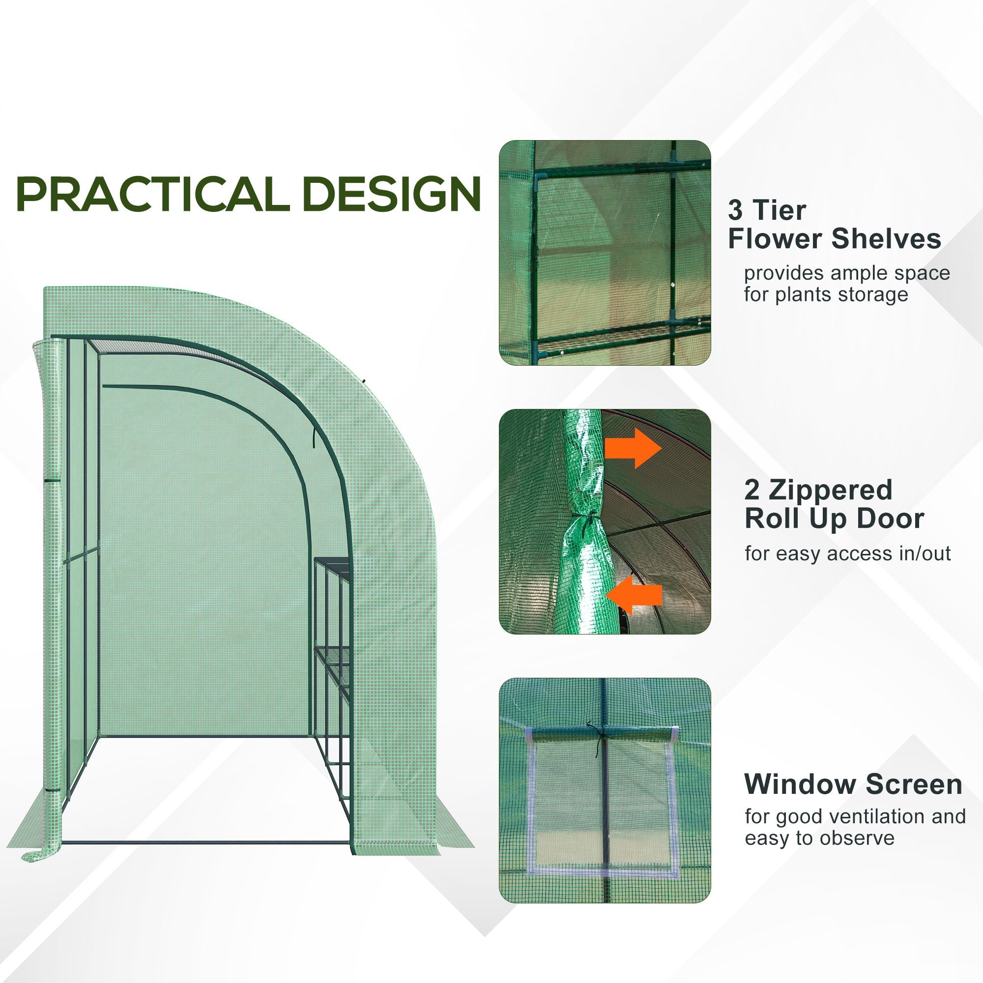 Alloy Steel Frame Garden Greenhouse 300cm Wide With Zippered Doors - Velmora