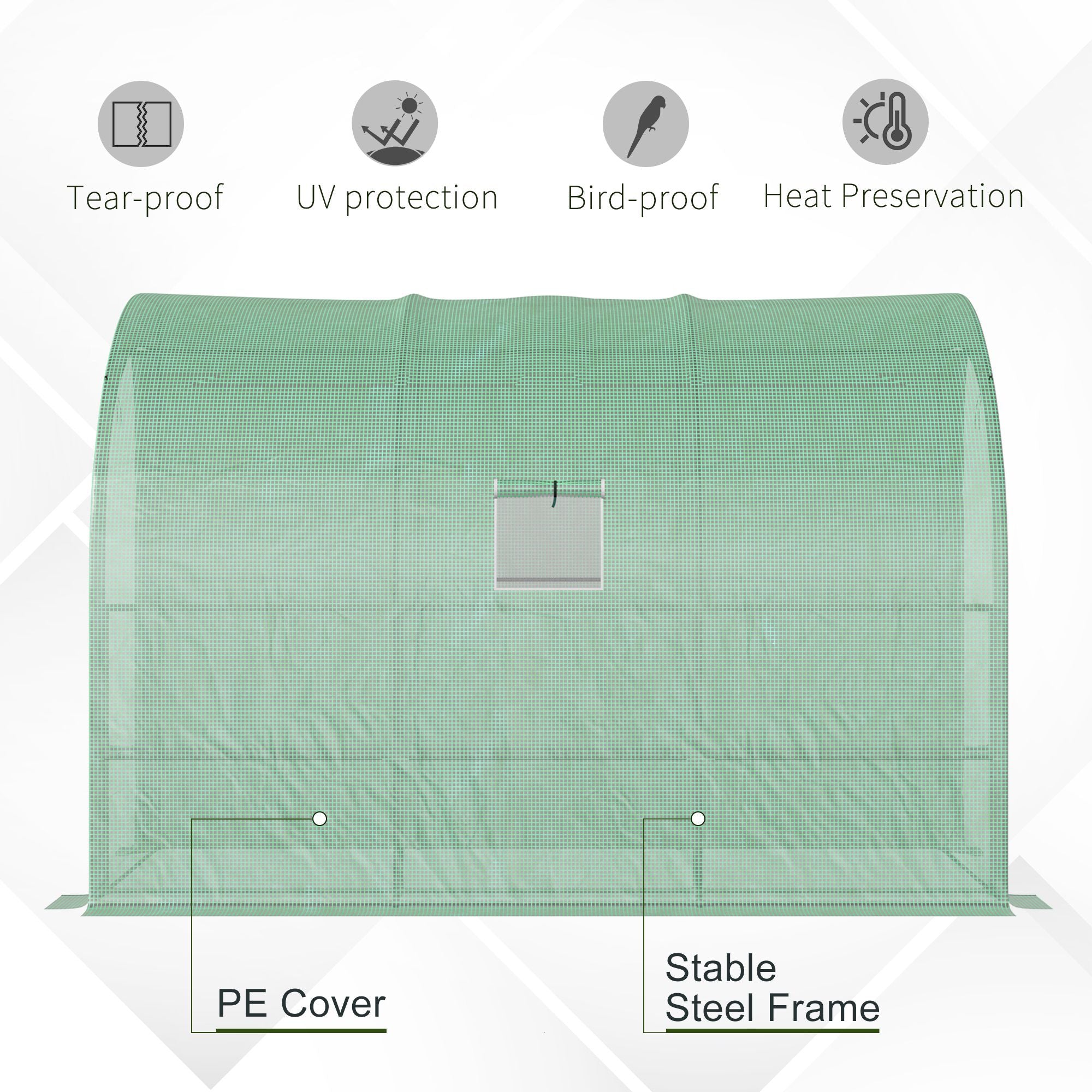 Alloy Steel Frame Garden Greenhouse 300cm Wide With Zippered Doors - Velmora