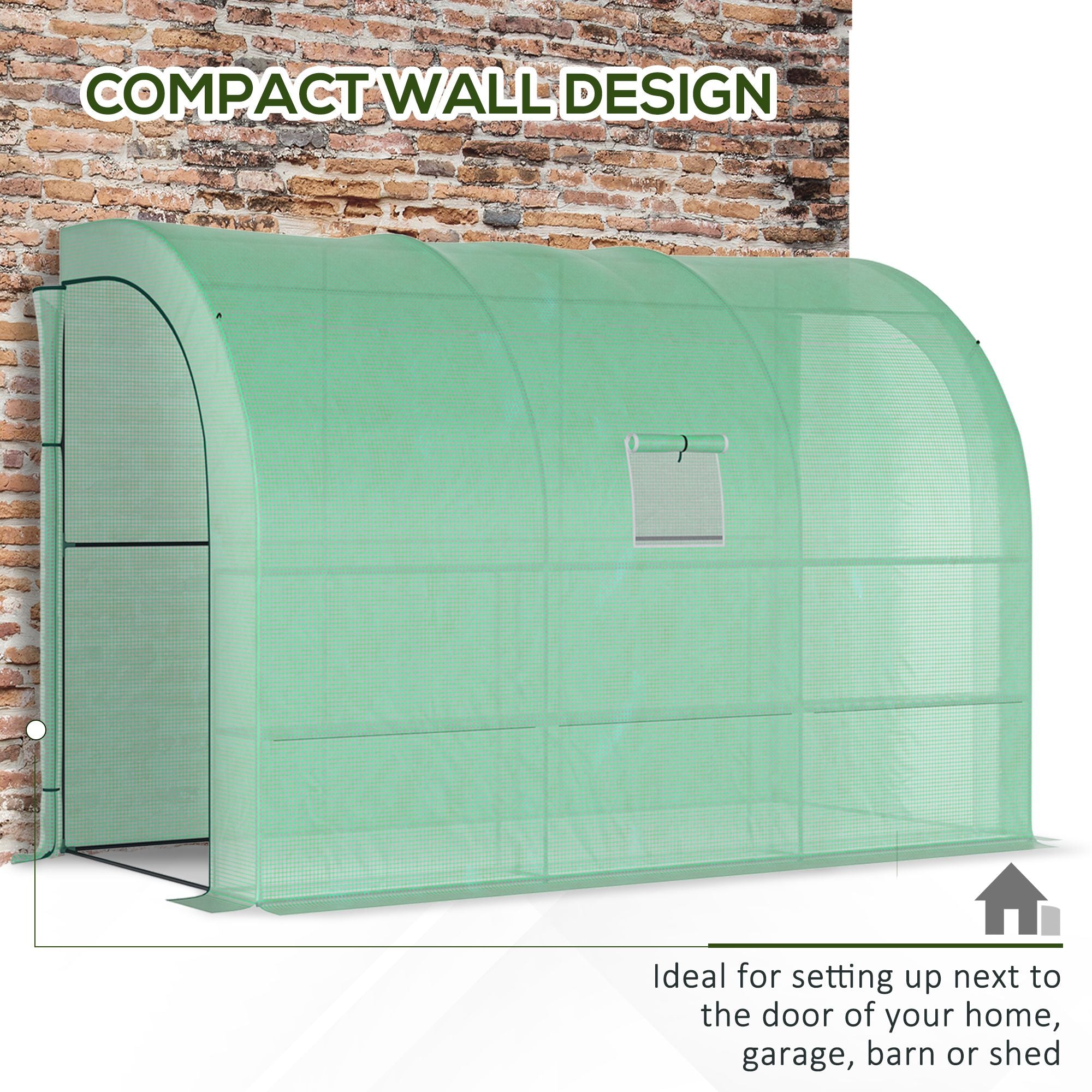 Alloy Steel Frame Garden Greenhouse 300cm Wide With Zippered Doors - Velmora