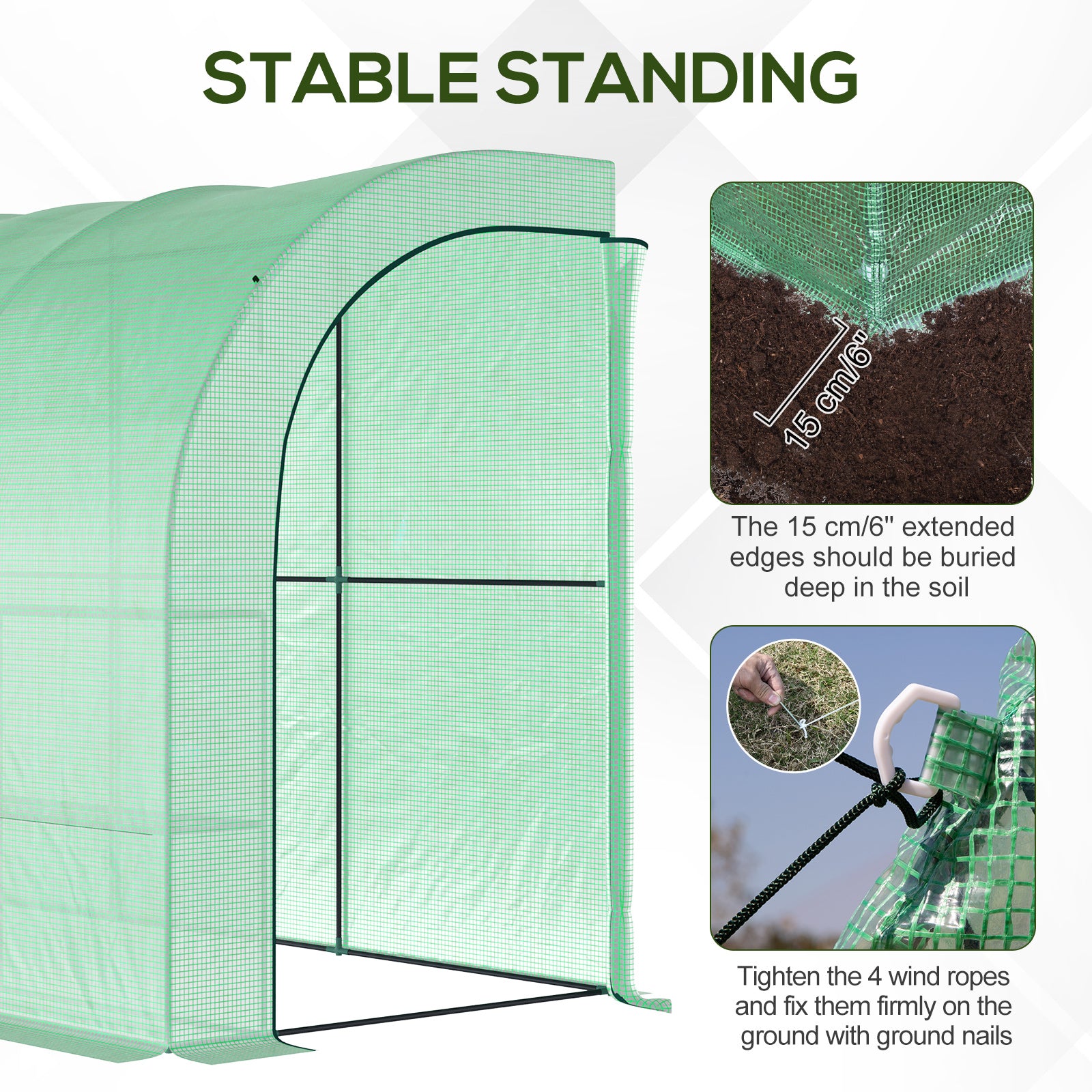 Alloy Steel Frame Garden Greenhouse 300cm Wide With Zippered Doors - Velmora