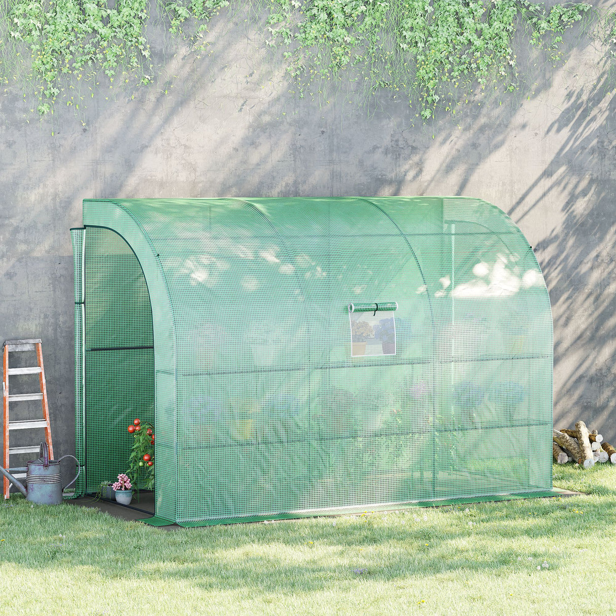Alloy Steel Frame Garden Greenhouse 300cm Wide With Zippered Doors - Velmora