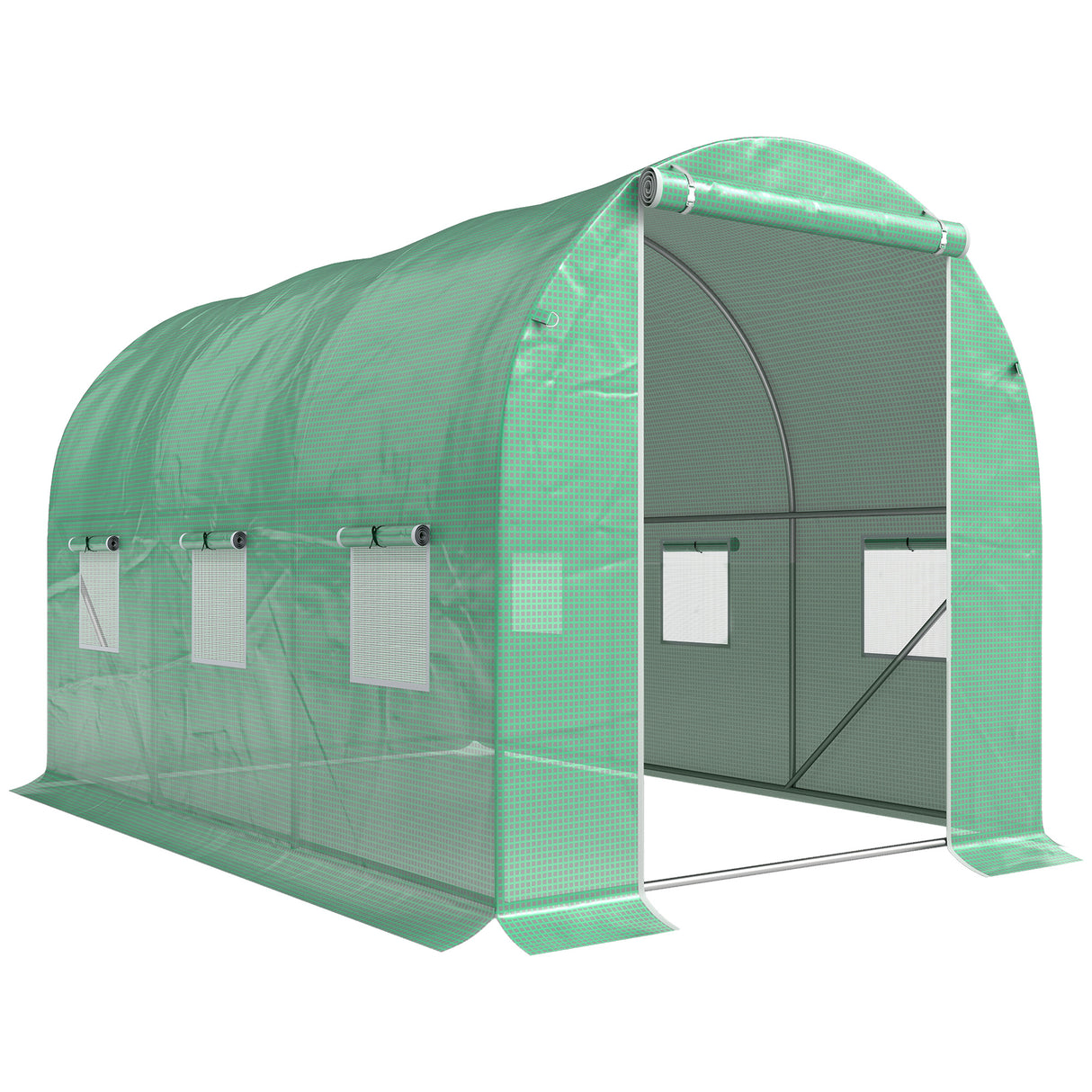 Alloy Steel Garden Greenhouse 285cm Length With 6 Mesh Windows - Velmora