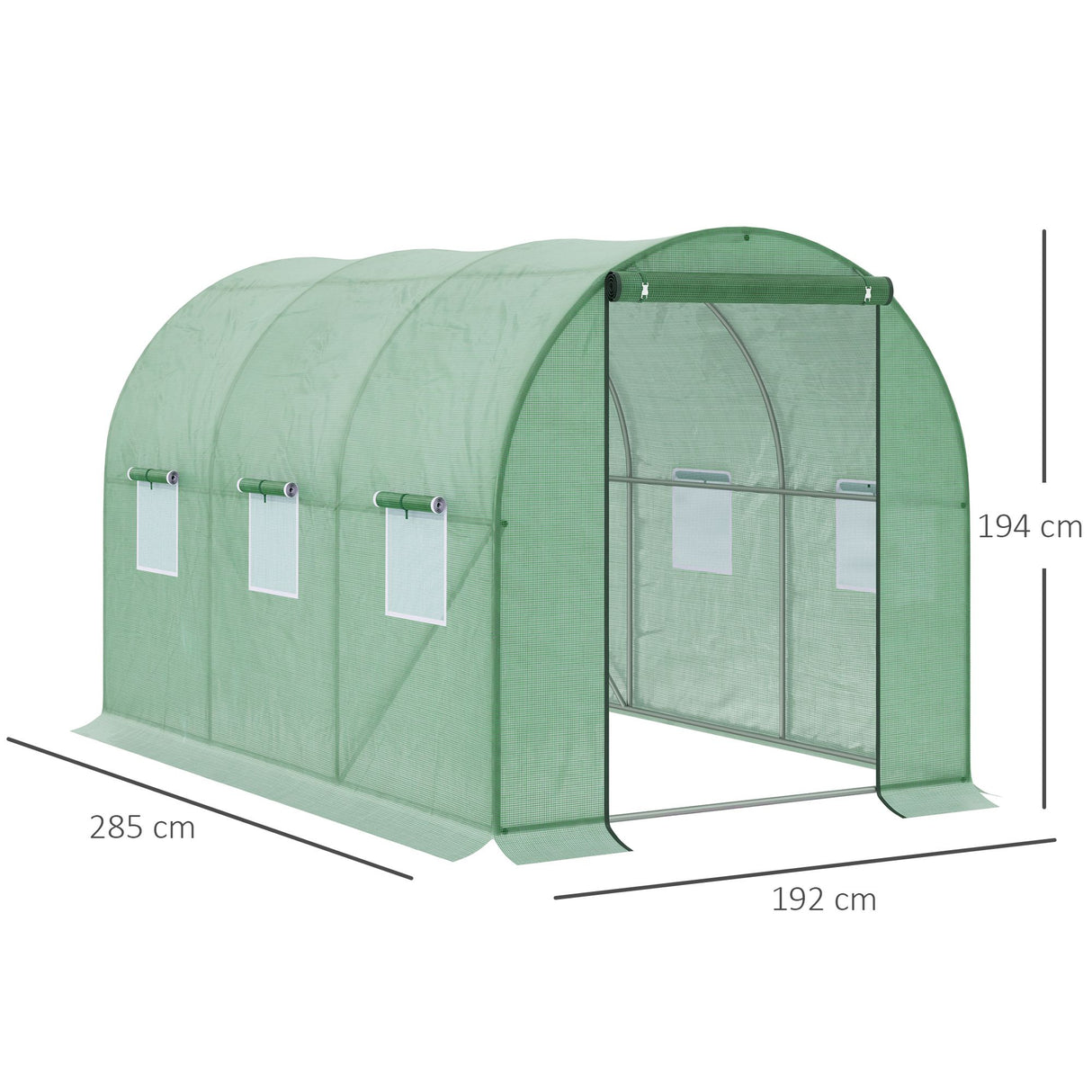 Alloy Steel Garden Greenhouse 285cm Length With 6 Mesh Windows - Velmora