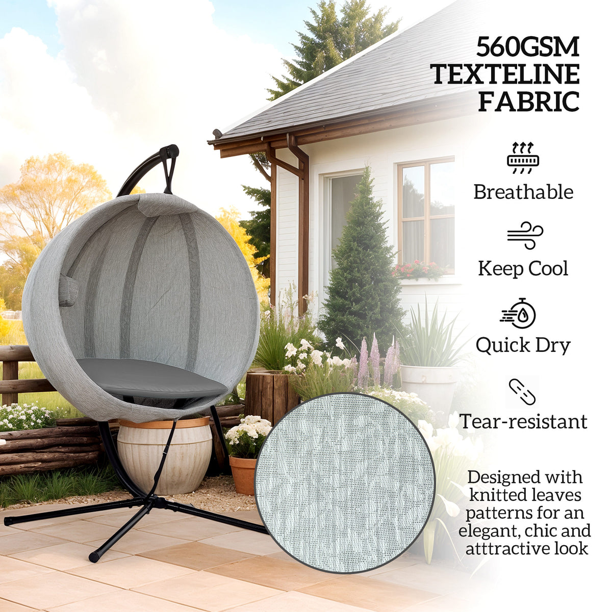 Alloy Steel Hanging Garden Swing Chair for Outdoor and Indoor - Velmora