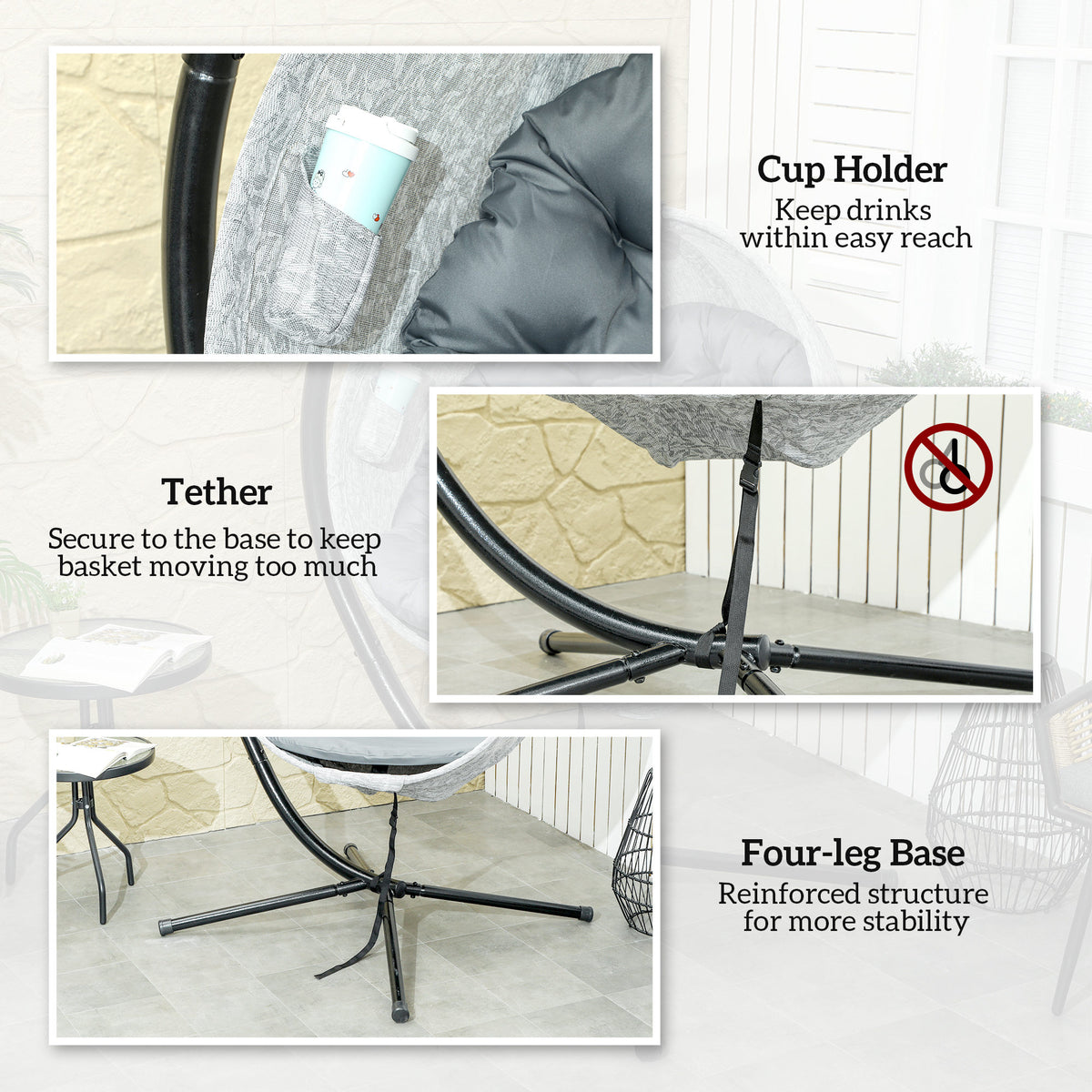 Alloy Steel Hanging Garden Swing Chair for Outdoor and Indoor - Velmora