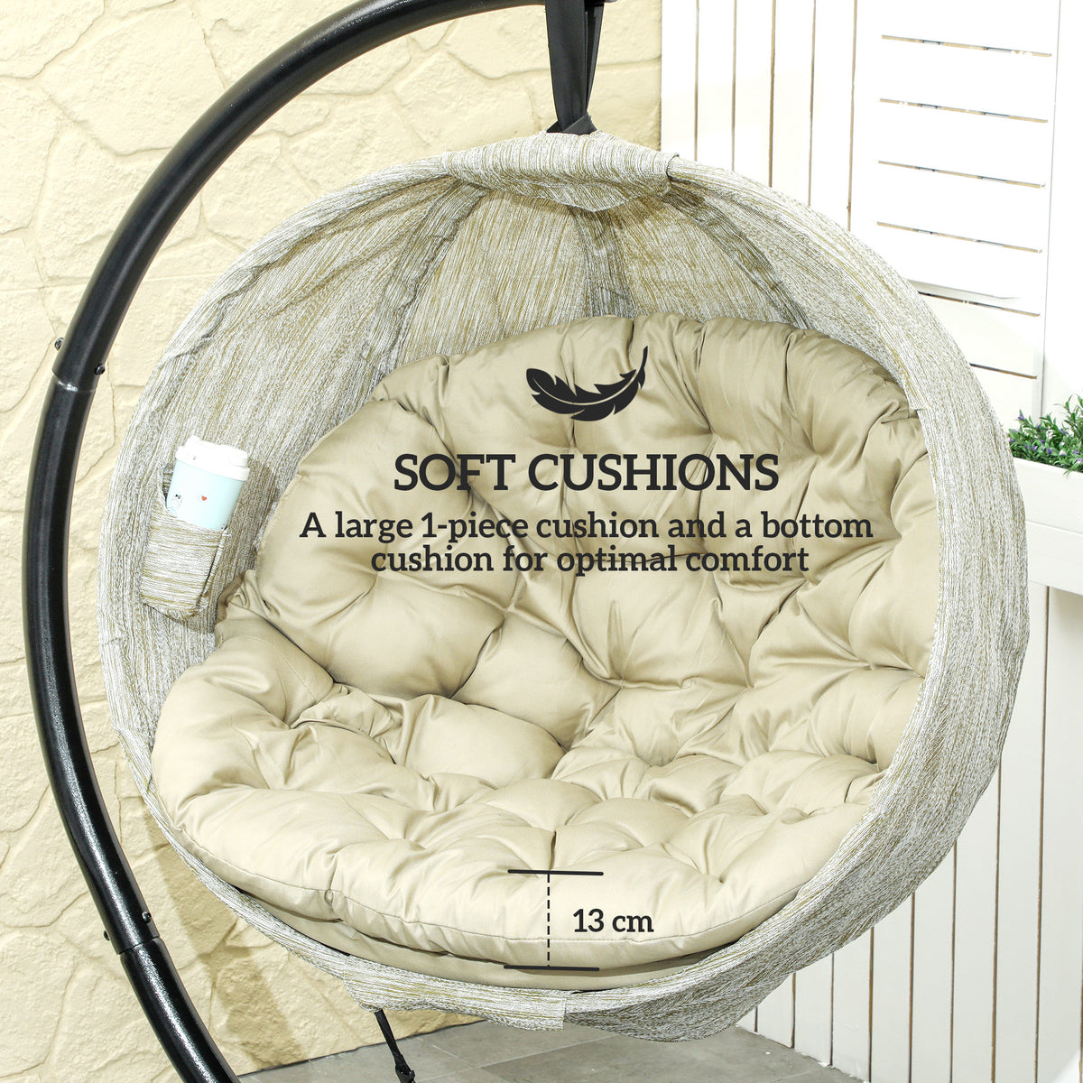 Alloy Steel Hanging Garden Swing Chair for Outdoor and Indoor - Velmora