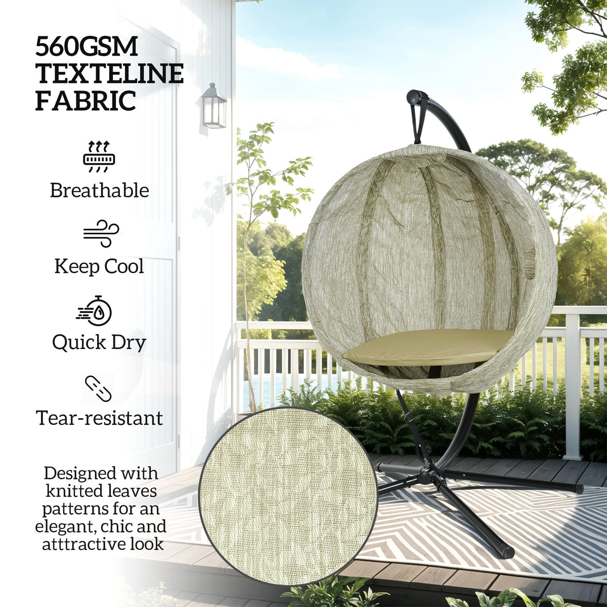 Alloy Steel Hanging Garden Swing Chair for Outdoor and Indoor - Velmora