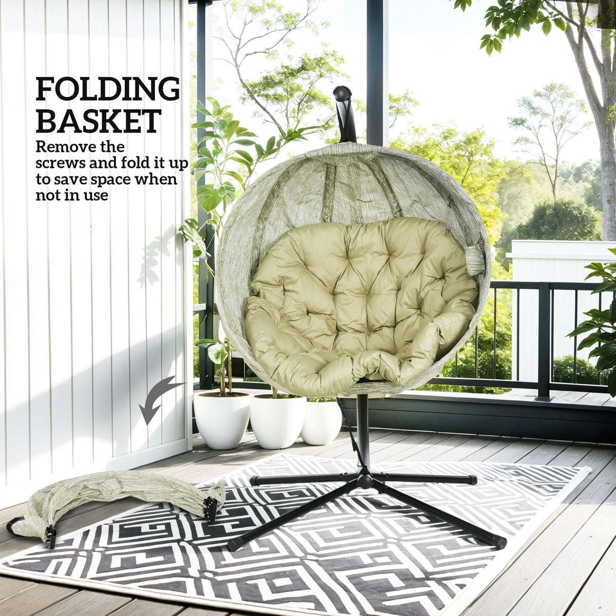 Alloy Steel Hanging Garden Swing Chair for Outdoor and Indoor - Velmora