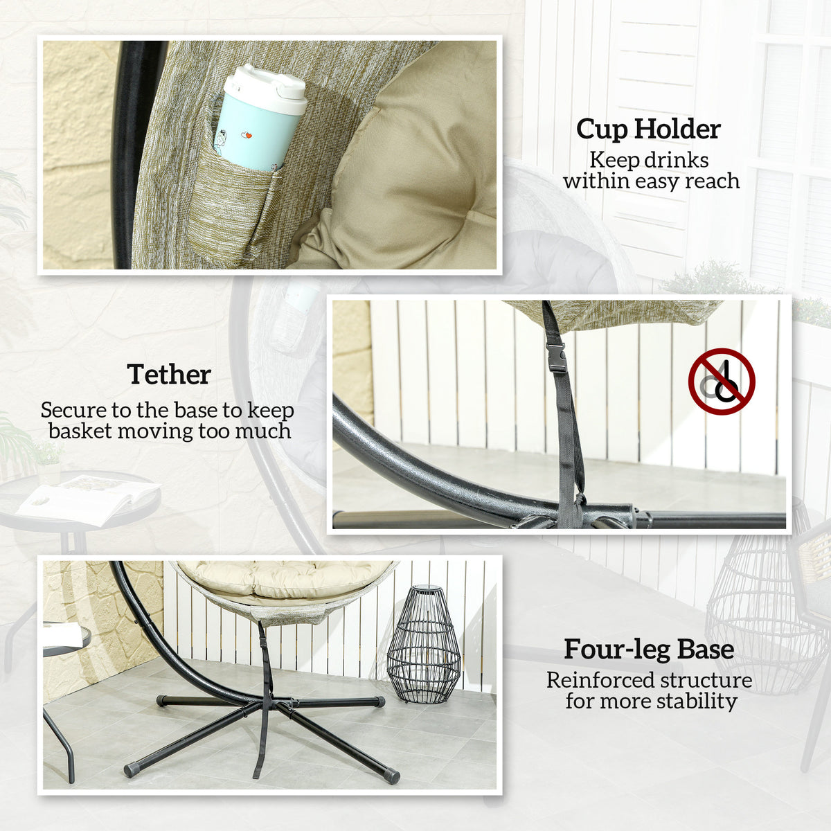 Alloy Steel Hanging Garden Swing Chair for Outdoor and Indoor - Velmora