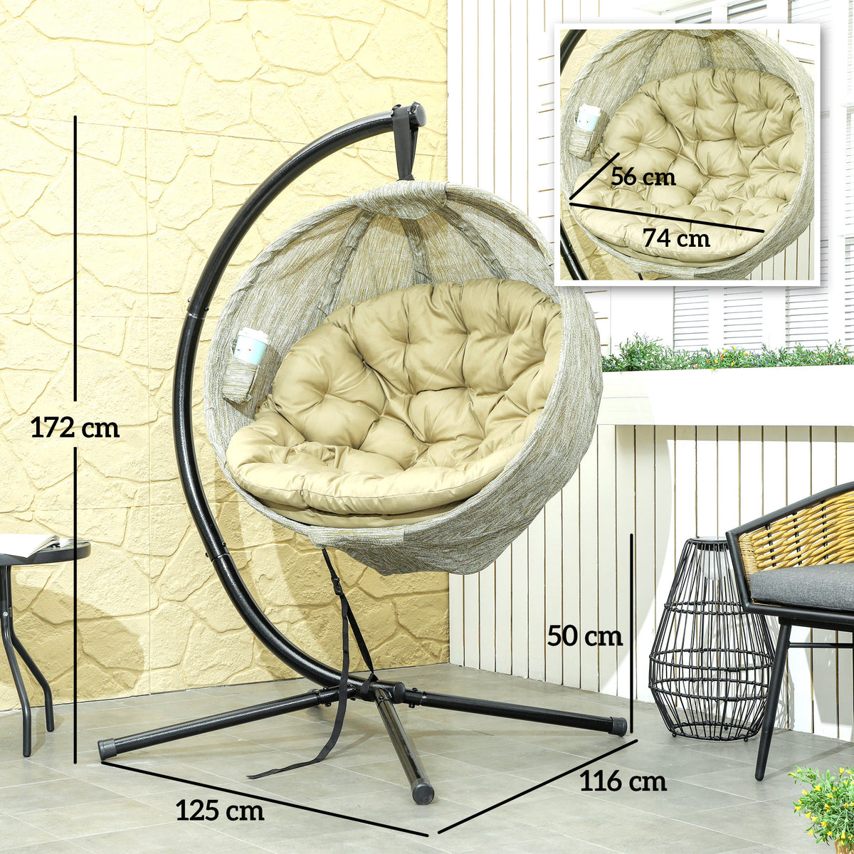 Alloy Steel Hanging Garden Swing Chair for Outdoor and Indoor - Velmora