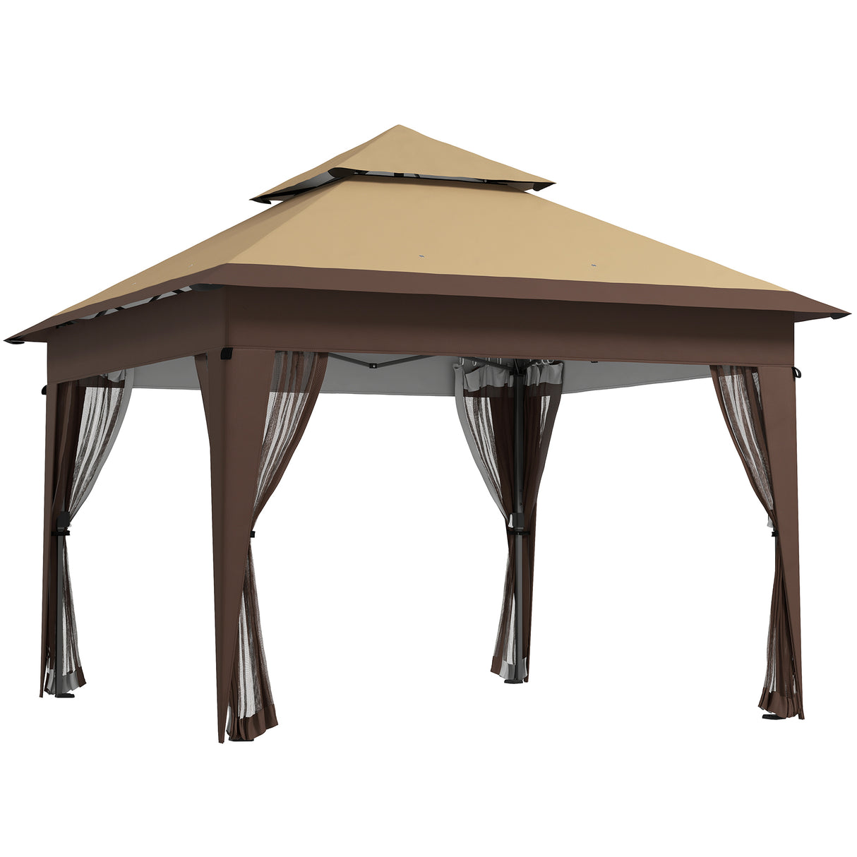 Alloy Steel Pop Up Gazebo 270cm Width x 270cm Depth With Mosquito Netting - Velmora