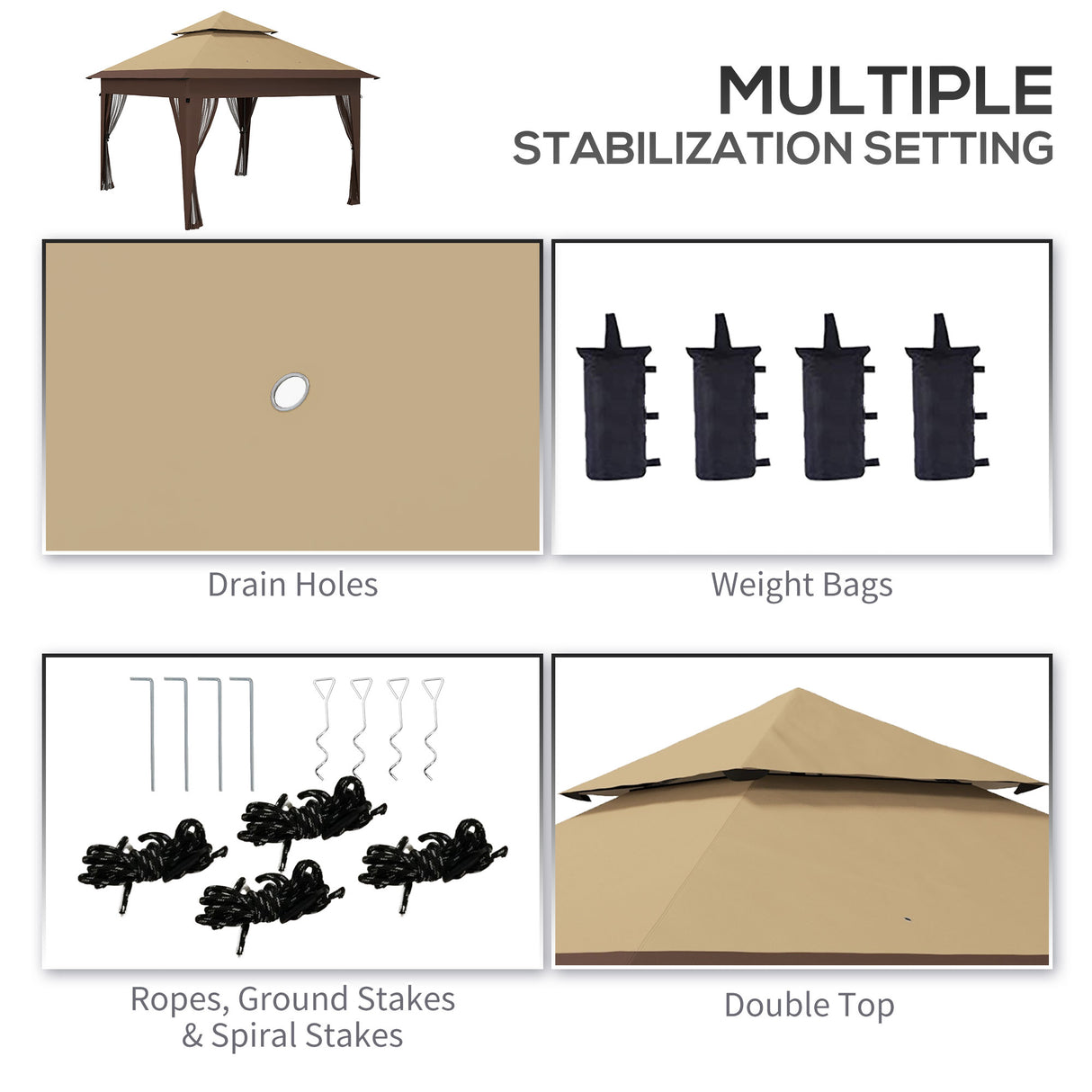 Alloy Steel Pop Up Gazebo 270cm Width x 270cm Depth With Mosquito Netting - Velmora