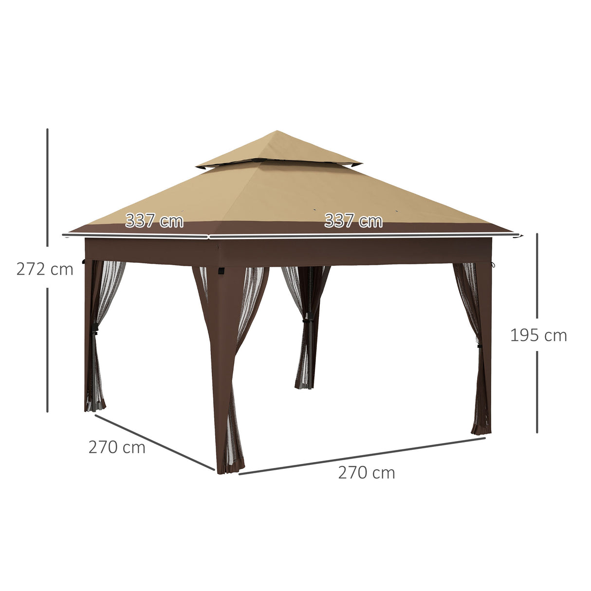 Alloy Steel Pop Up Gazebo 270cm Width x 270cm Depth With Mosquito Netting - Velmora