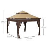 Alloy Steel Pop Up Gazebo 270cm Width x 270cm Depth With Mosquito Netting - Velmora