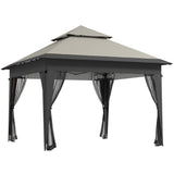 Alloy Steel Pop Up Gazebo 270cm Width x 270cm Depth With Mosquito Netting - Velmora