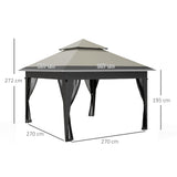 Alloy Steel Pop Up Gazebo 270cm Width x 270cm Depth With Mosquito Netting - Velmora