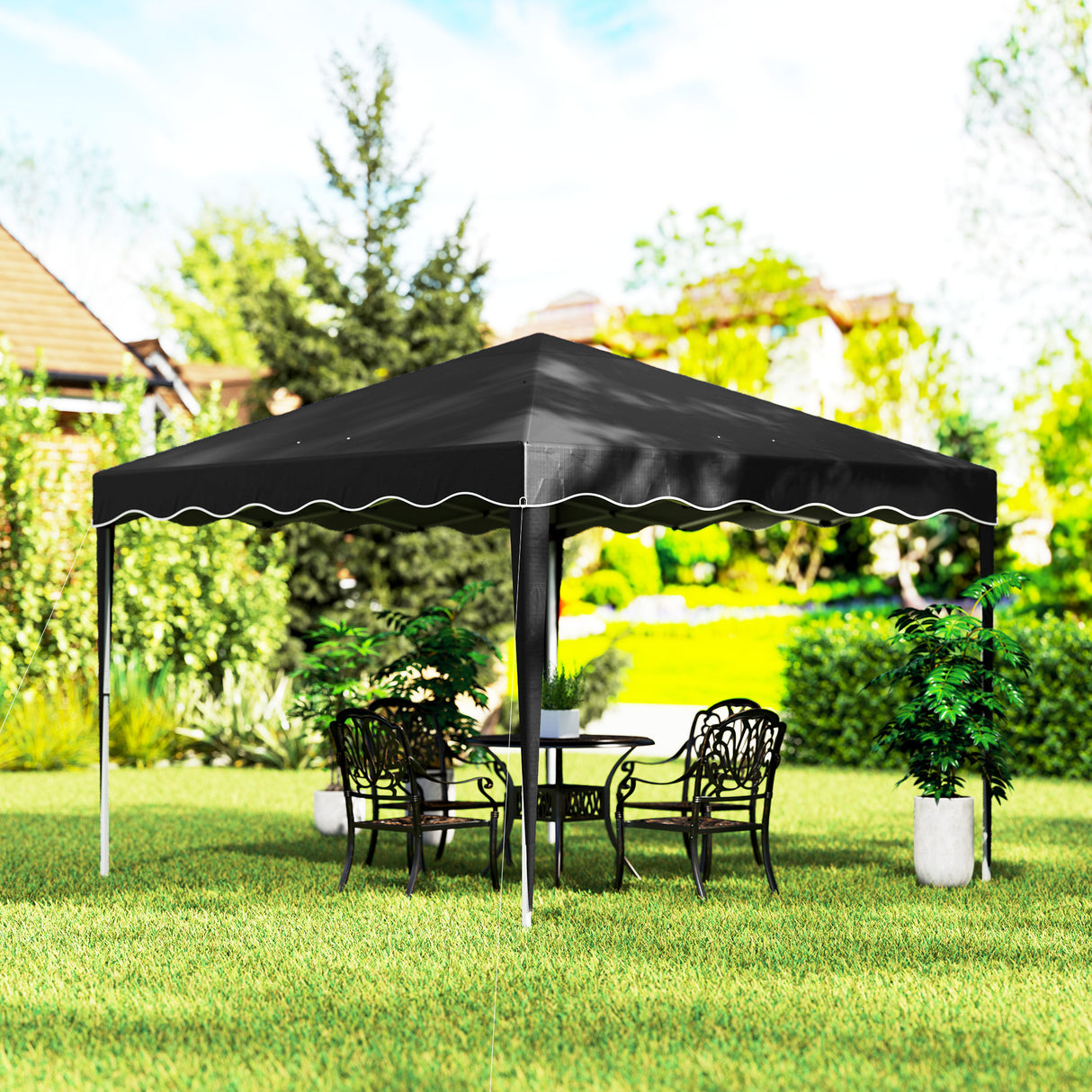 Alloy Steel Pop Up Gazebo Adjustable Height 295cm Width x 295cm Depth - Velmora