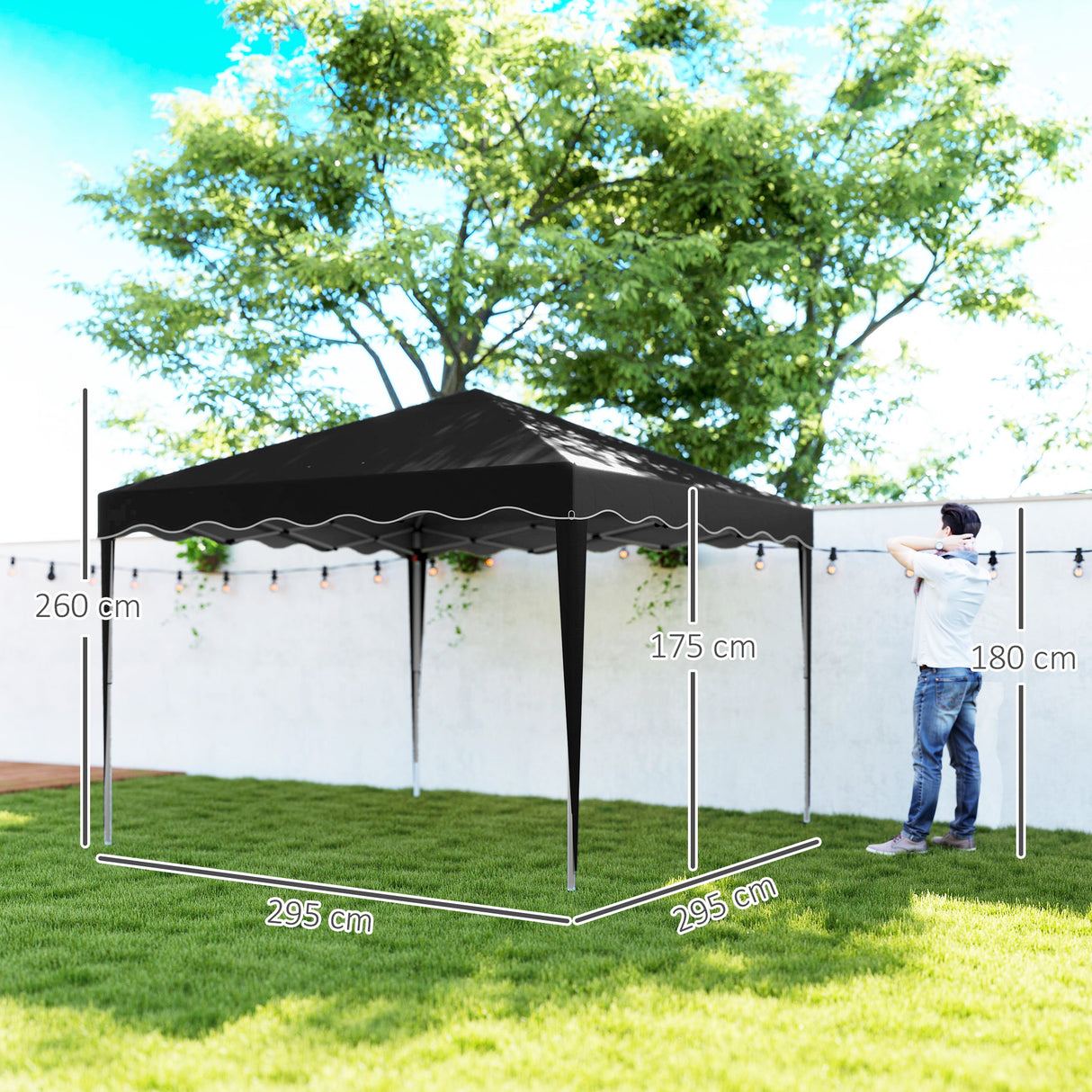 Alloy Steel Pop Up Gazebo Adjustable Height 295cm Width x 295cm Depth - Velmora