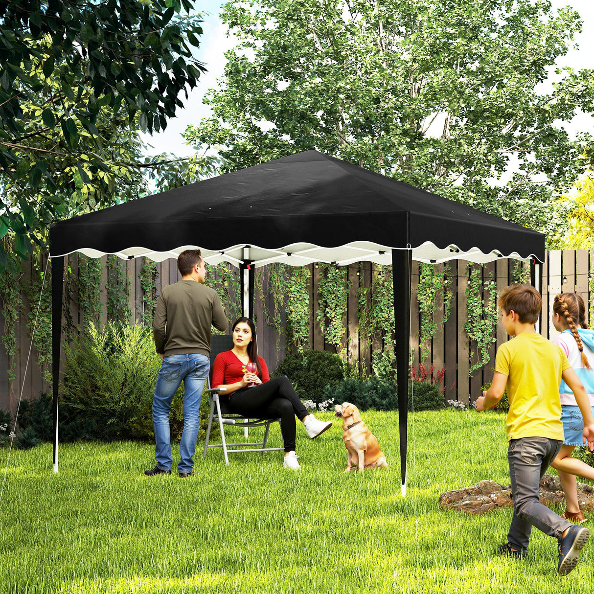 Alloy Steel Pop Up Gazebo Adjustable Height 295cm Width x 295cm Depth - Velmora