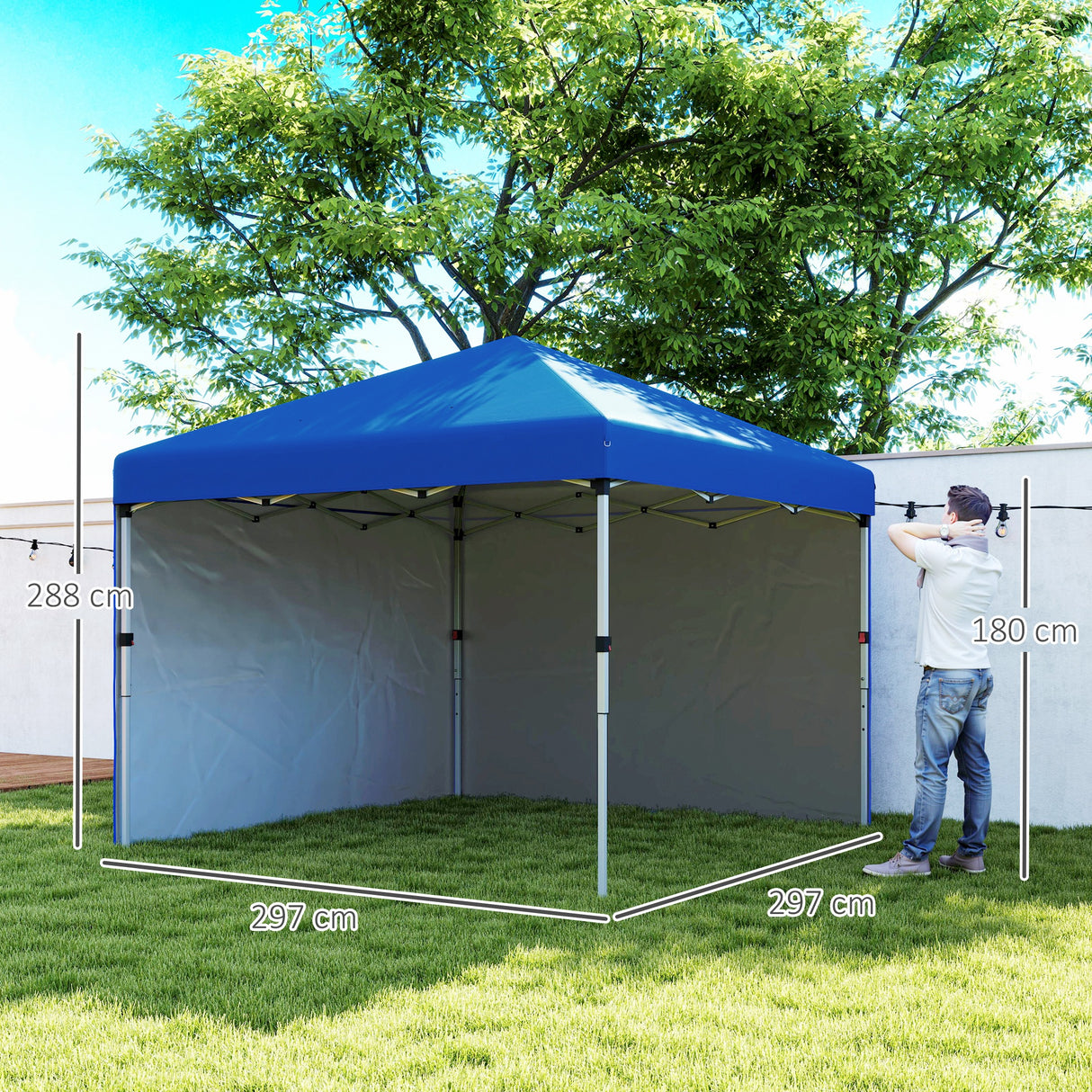 Alloy Steel Pop Up Gazebo Canopy 297cm Width x 297cm Depth With UPF30+ Protection - Velmora