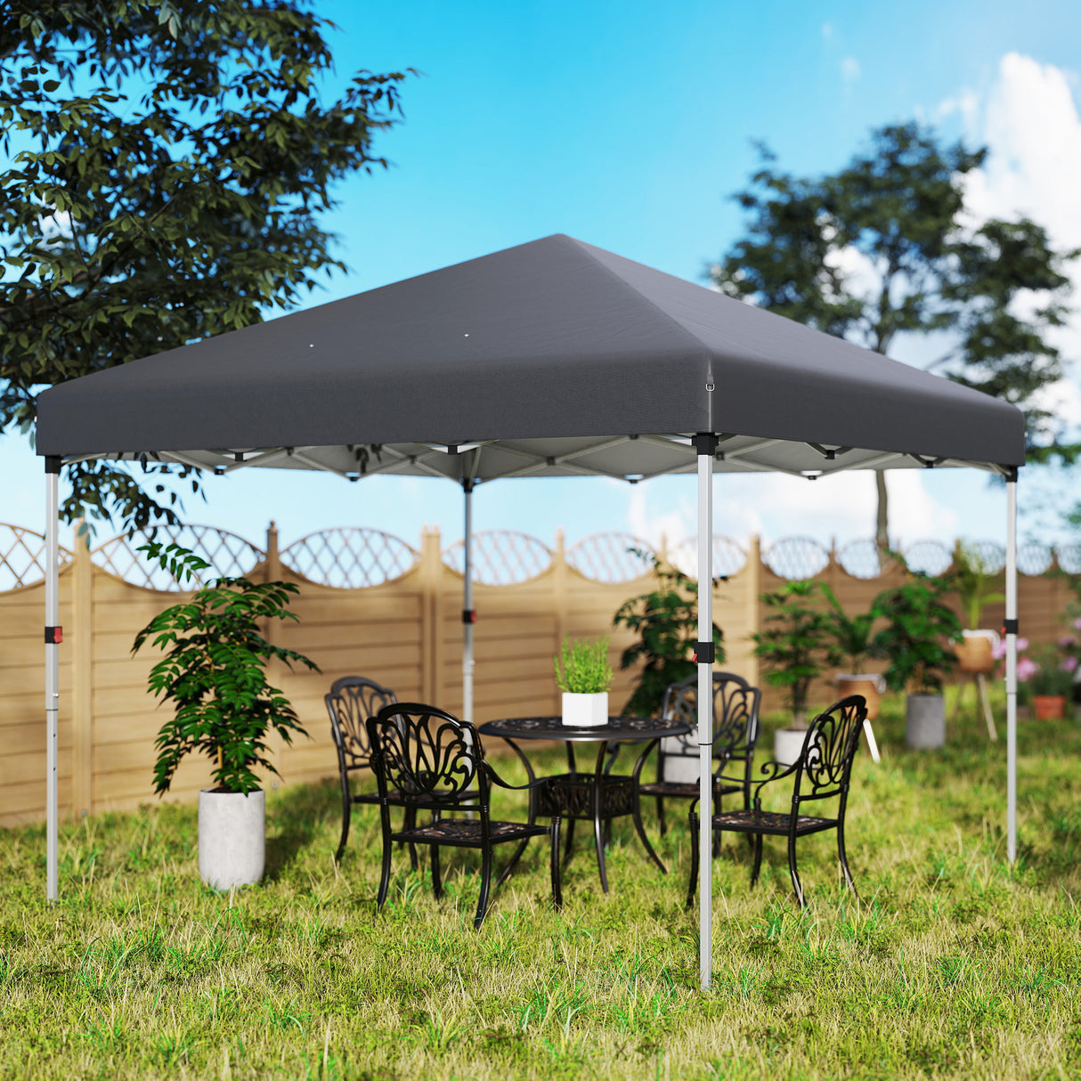 Alloy Steel Pop Up Gazebo Canopy 297cm Width x 297cm Depth With UPF30+ Protection - Velmora