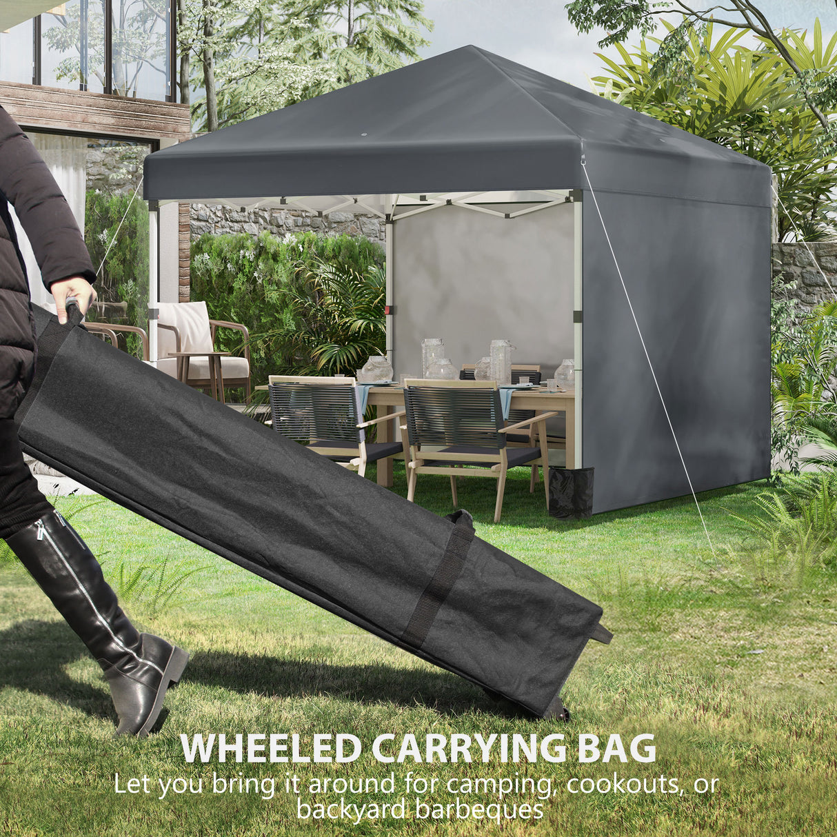 Alloy Steel Pop Up Gazebo Canopy 297cm Width x 297cm Depth With UPF30+ Protection - Velmora