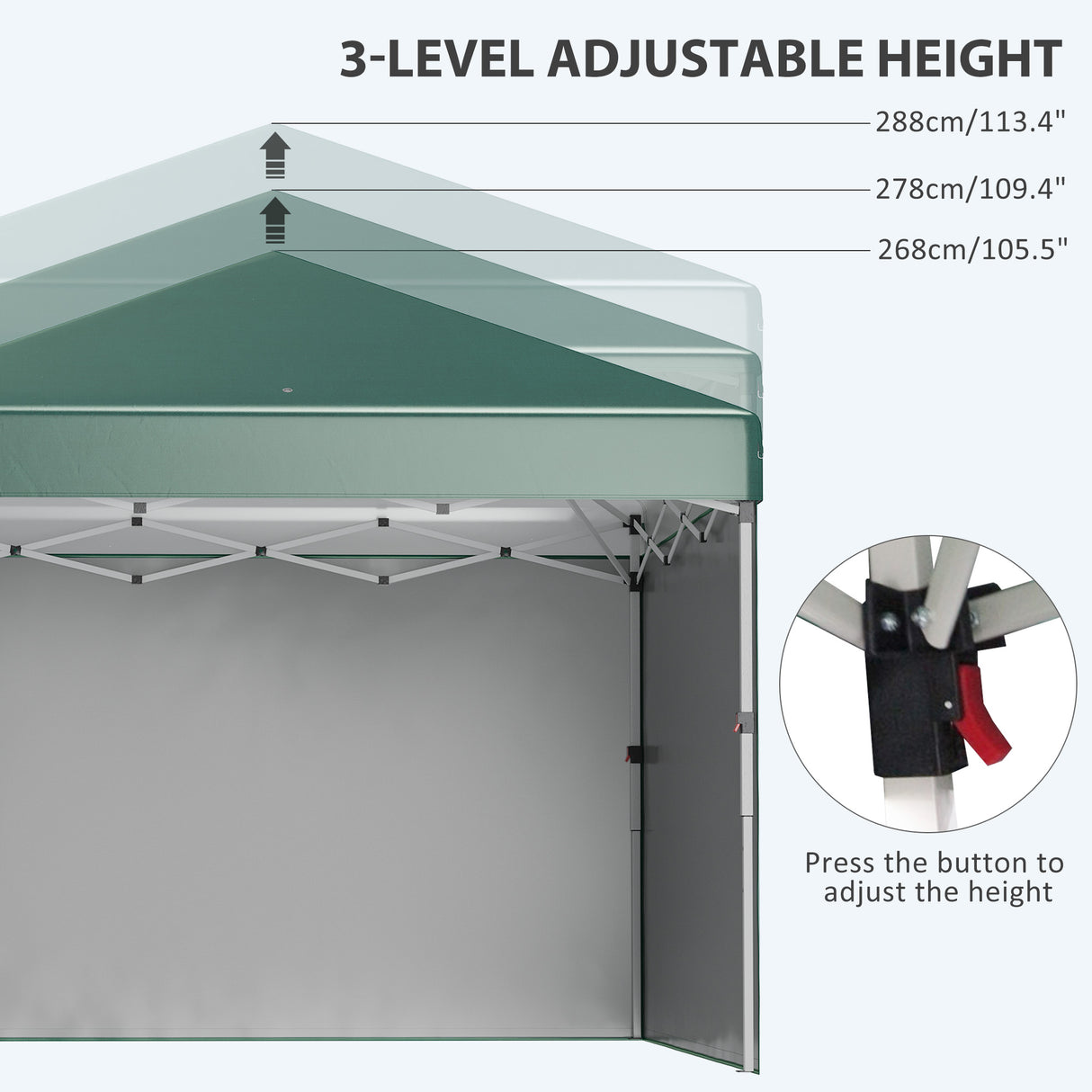 Alloy Steel Pop Up Gazebo Canopy 297cm Width x 297cm Depth With UPF30+ Protection - Velmora