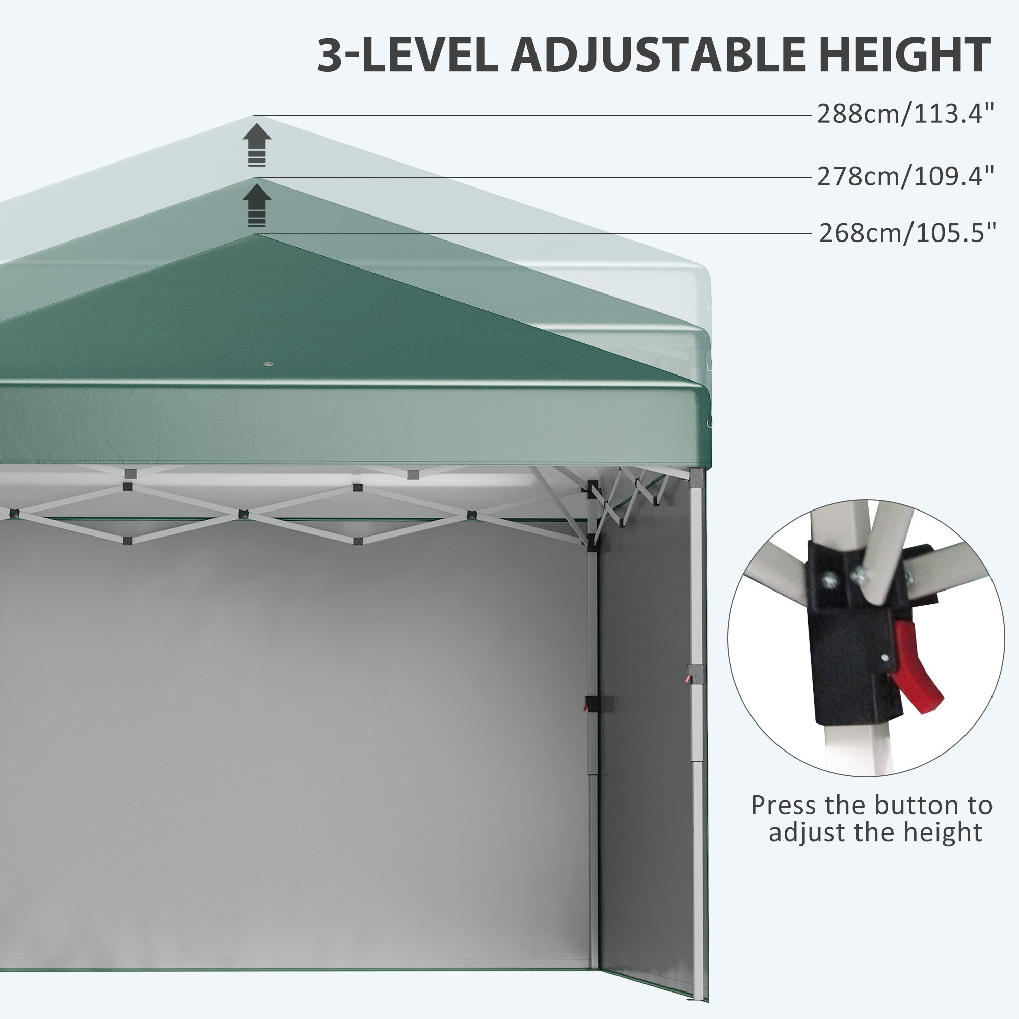 Alloy Steel Pop Up Gazebo Canopy 297cm Width x 297cm Depth With UPF30+ Protection - Velmora