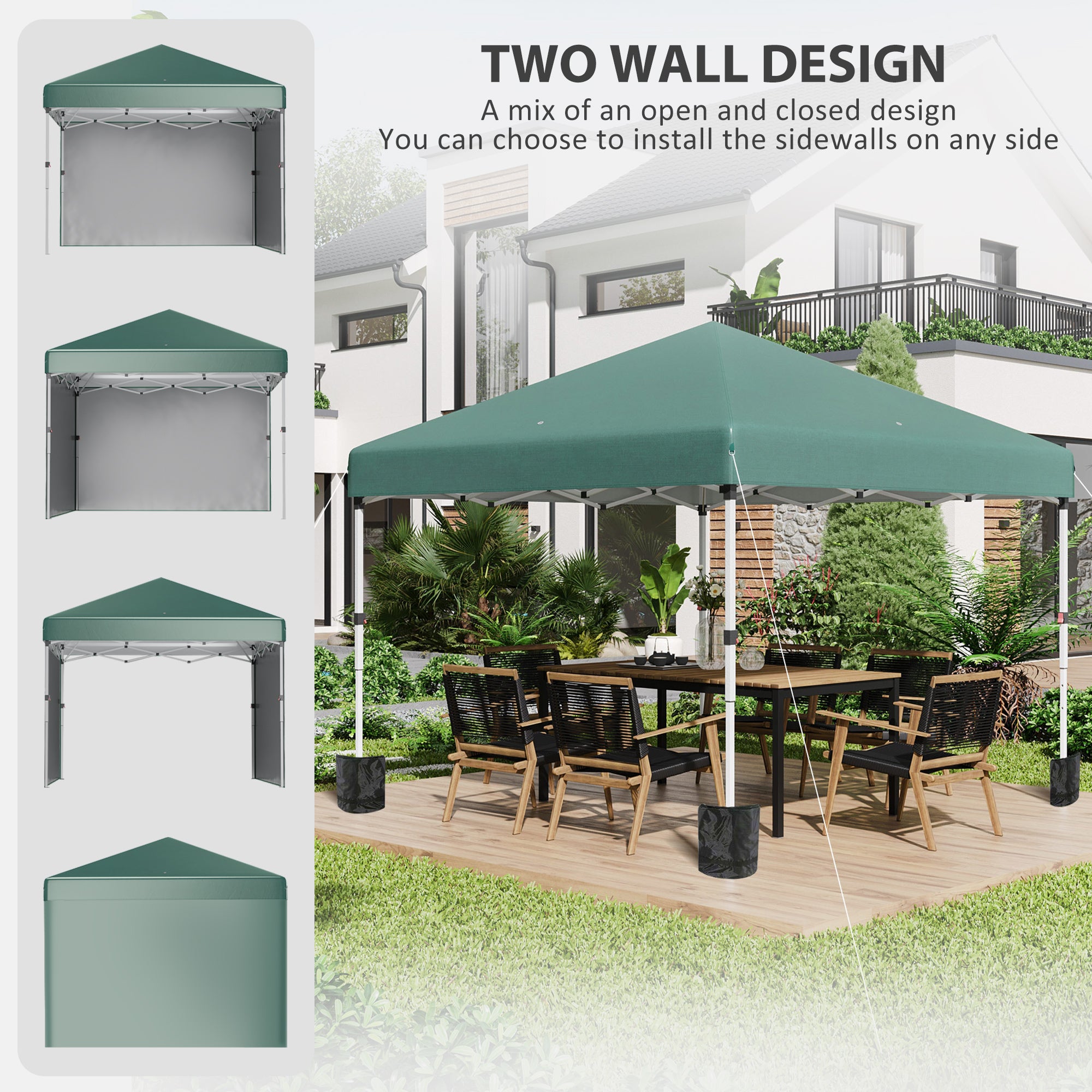 Alloy Steel Pop Up Gazebo Canopy 297cm Width x 297cm Depth With UPF30+ Protection - Velmora