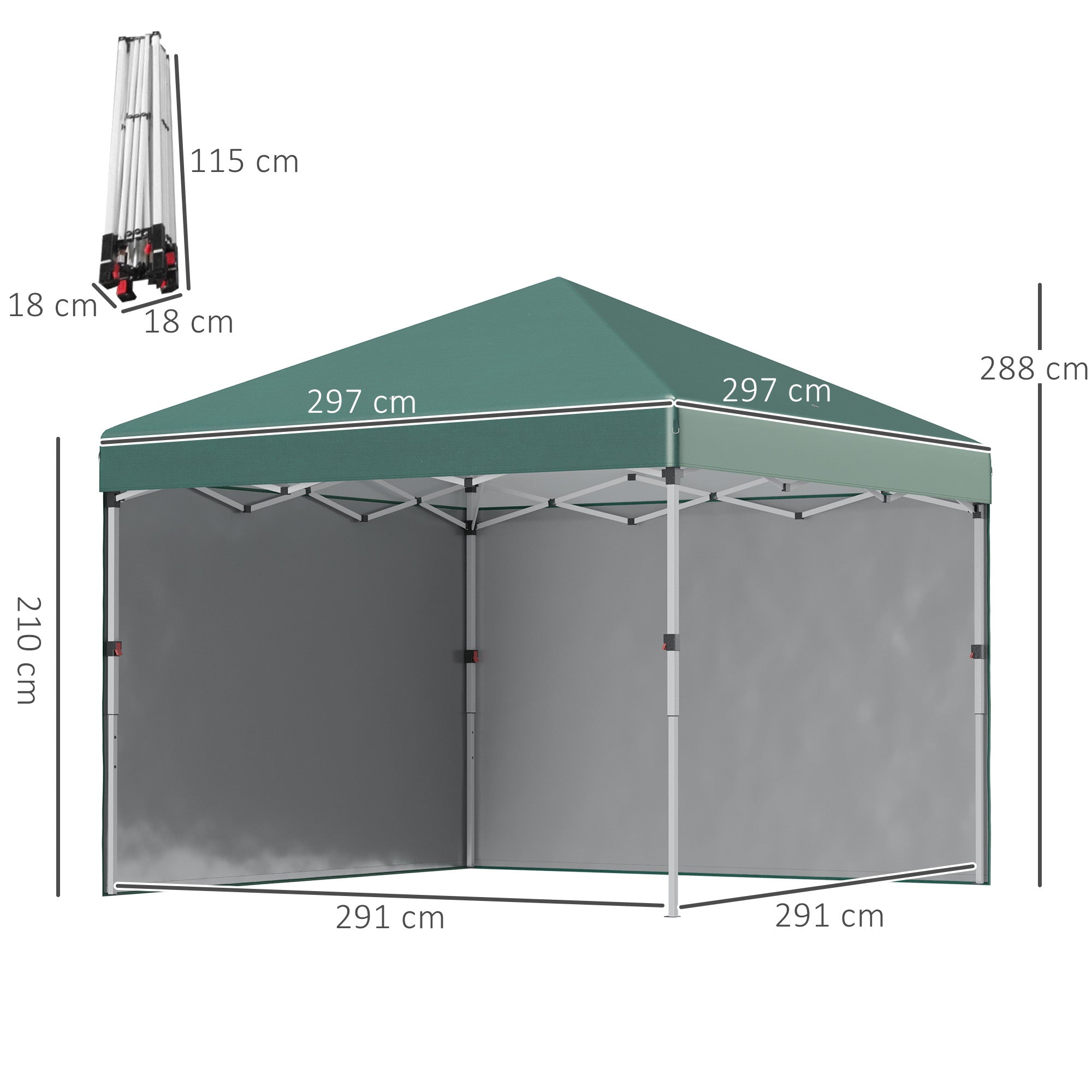 Alloy Steel Pop Up Gazebo Canopy 297cm Width x 297cm Depth With UPF30+ Protection - Velmora