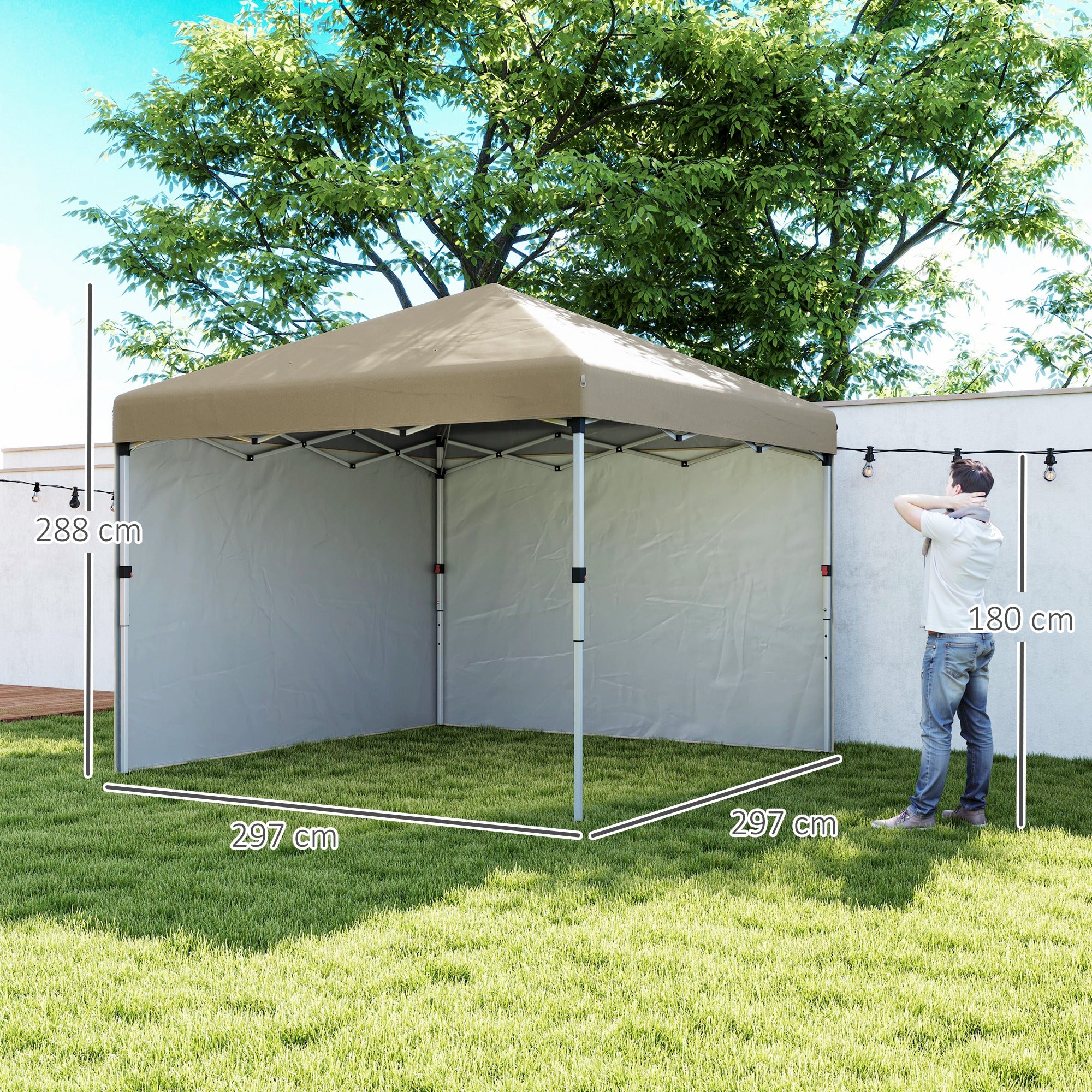 Alloy Steel Pop Up Gazebo Canopy 297cm Width x 297cm Depth With UPF30+ Protection - Velmora