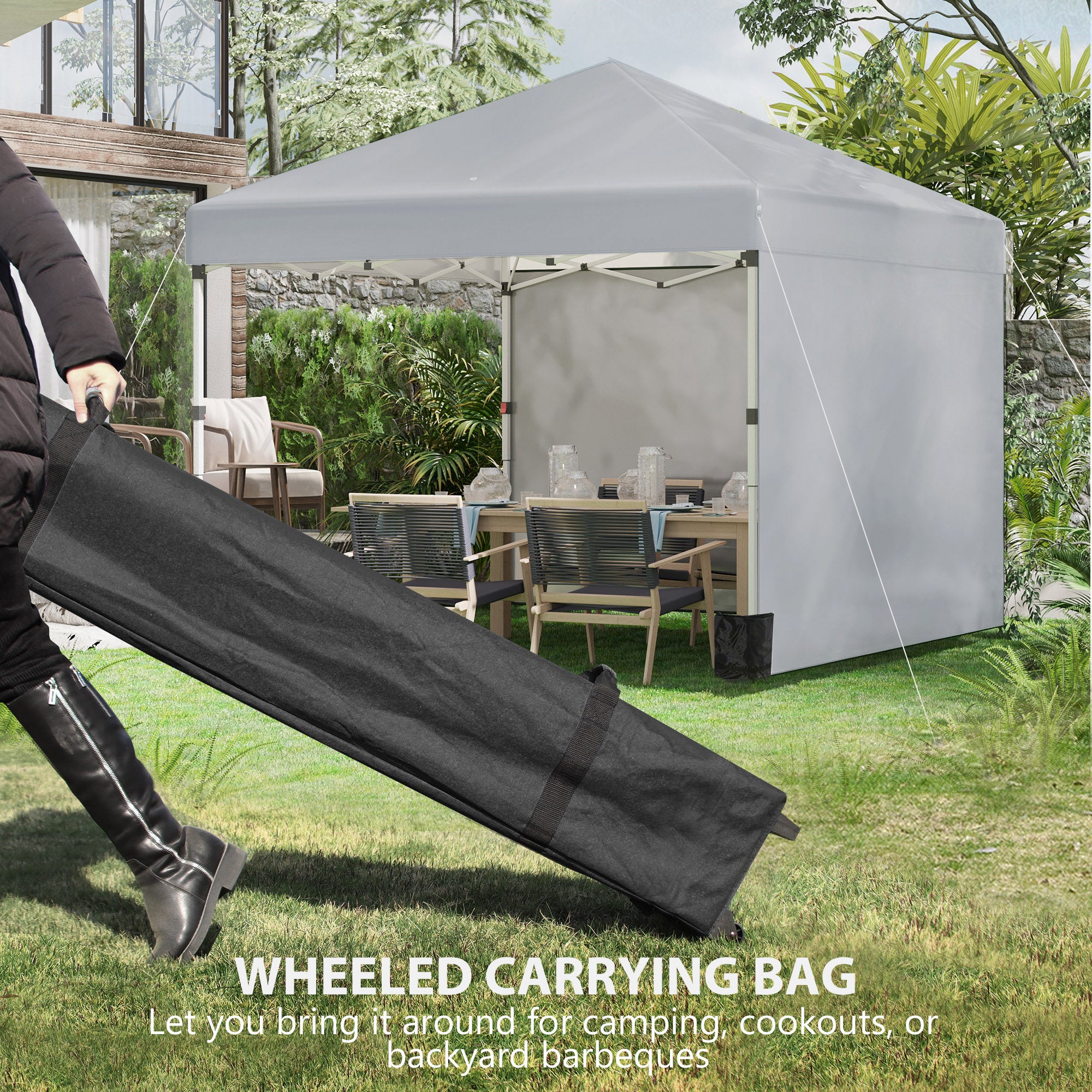 Alloy Steel Pop Up Gazebo Canopy 297cm Width x 297cm Depth With UPF30+ Protection - Velmora