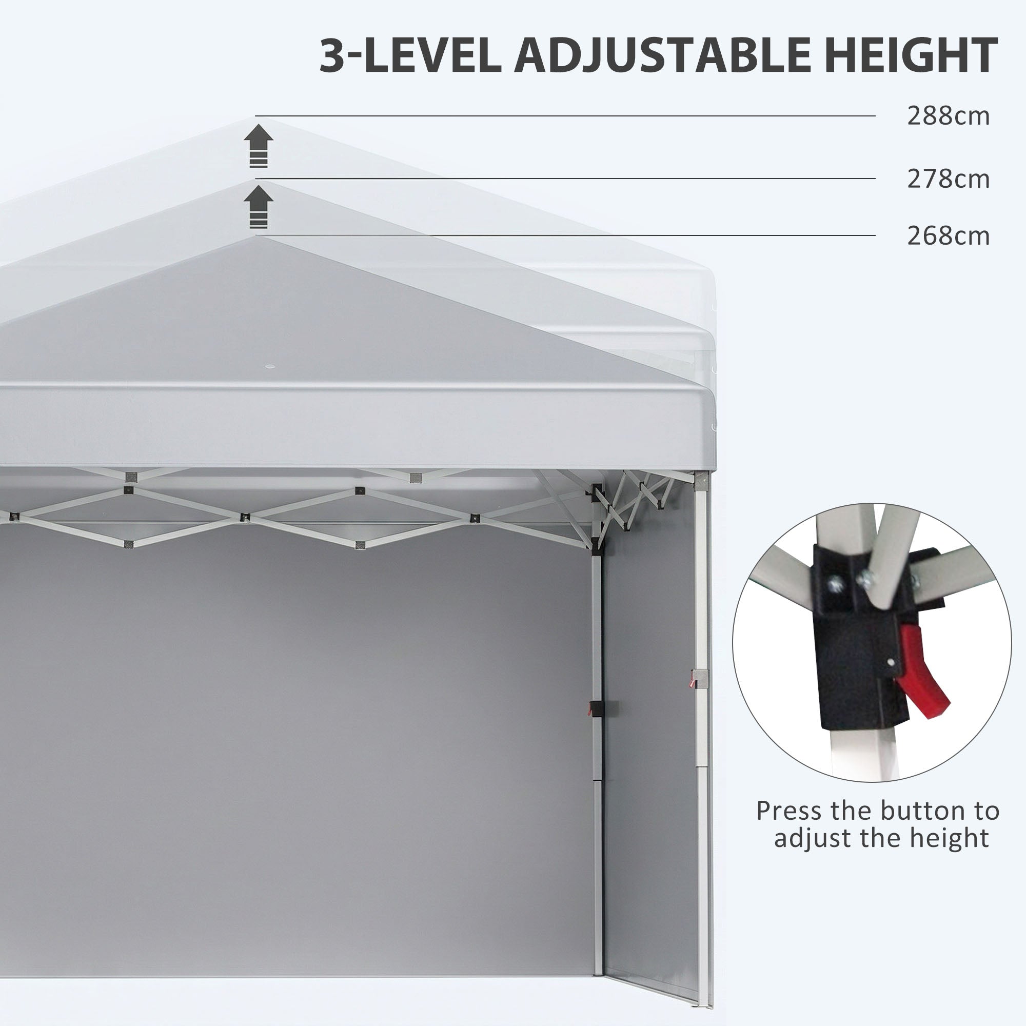 Alloy Steel Pop Up Gazebo Canopy 297cm Width x 297cm Depth With UPF30+ Protection - Velmora