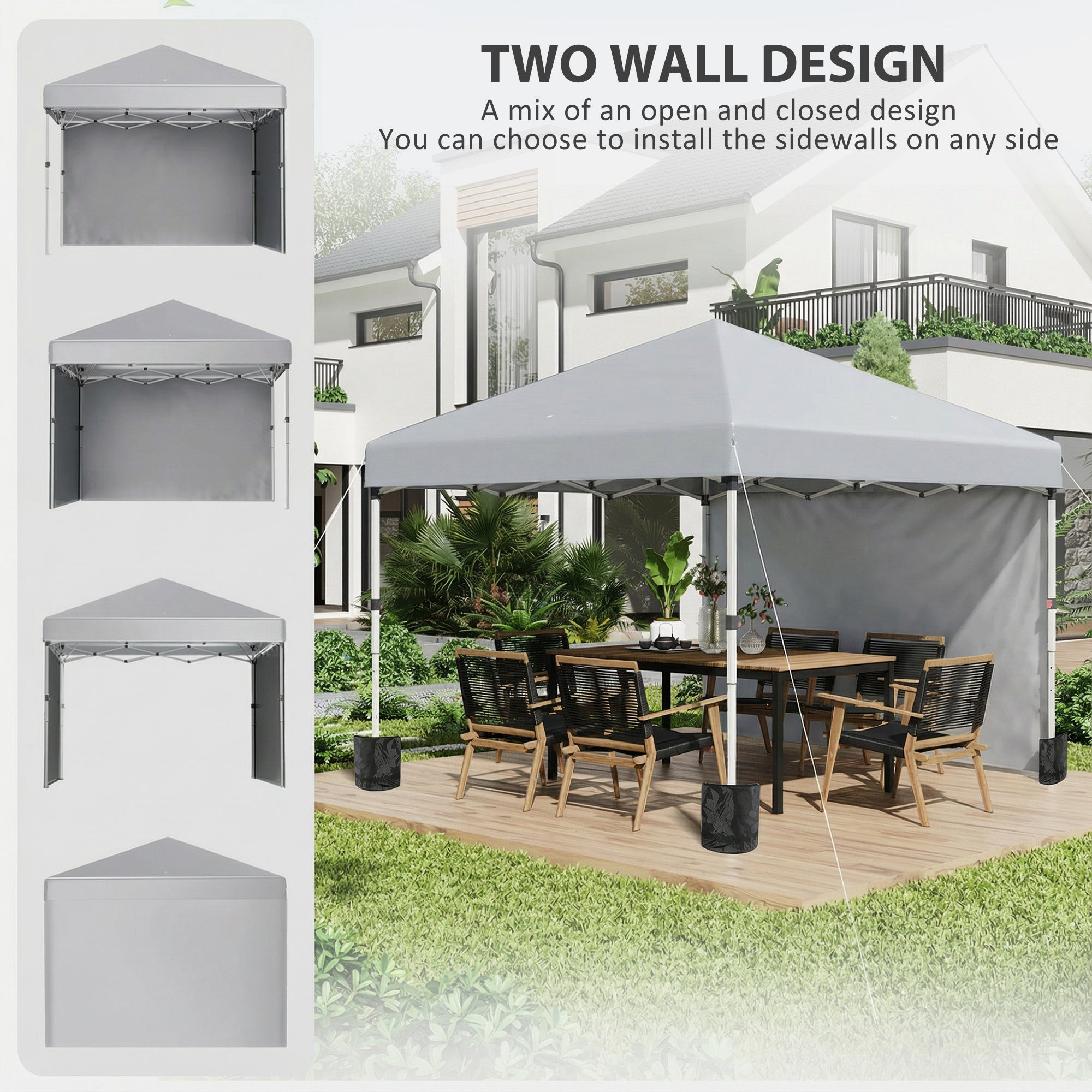 Alloy Steel Pop Up Gazebo Canopy 297cm Width x 297cm Depth With UPF30+ Protection - Velmora