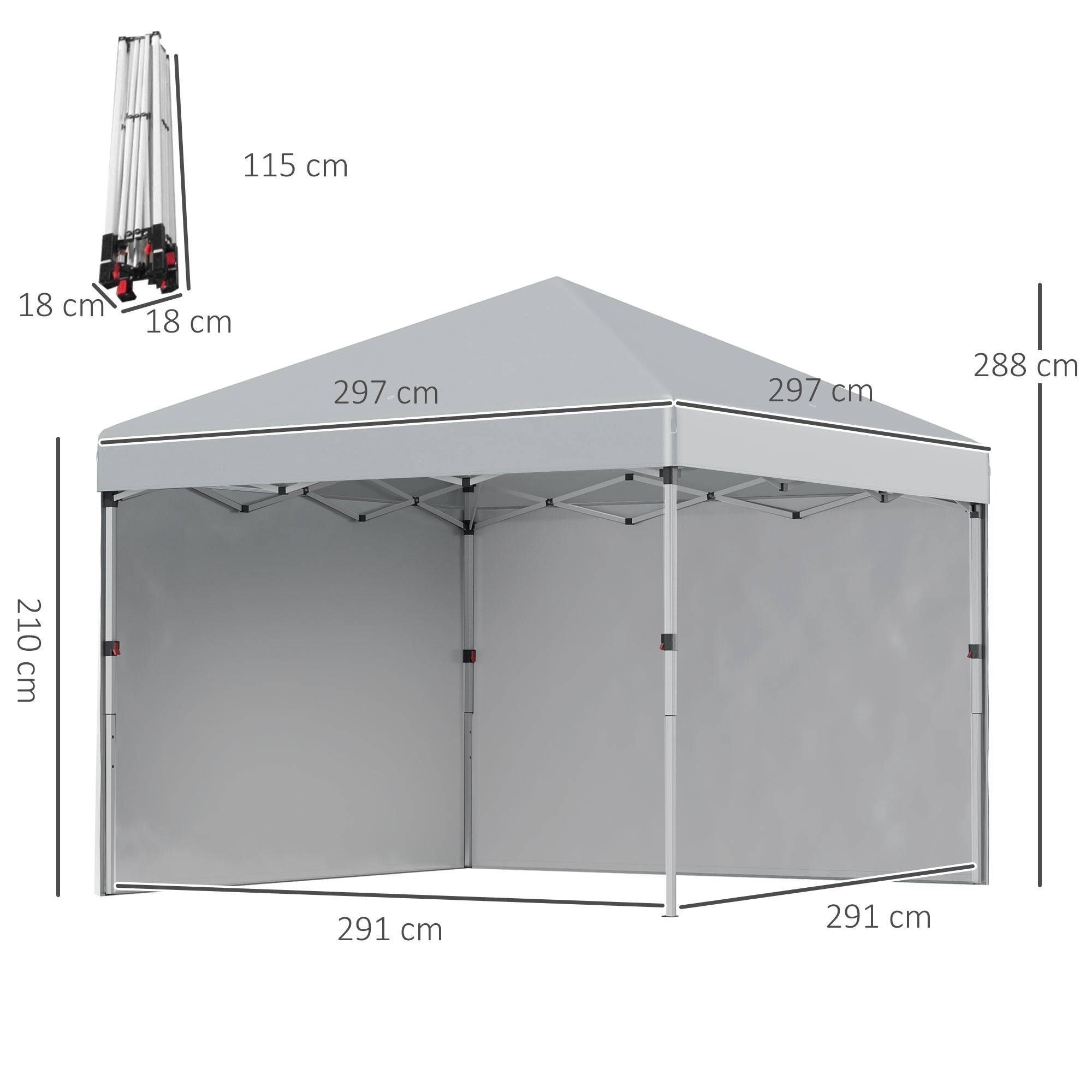 Alloy Steel Pop Up Gazebo Canopy 297cm Width x 297cm Depth With UPF30+ Protection - Velmora