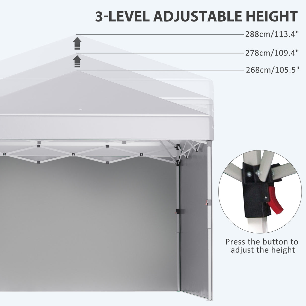 Alloy Steel Pop Up Gazebo Canopy 297cm Width x 297cm Depth With UPF30+ Protection - Velmora
