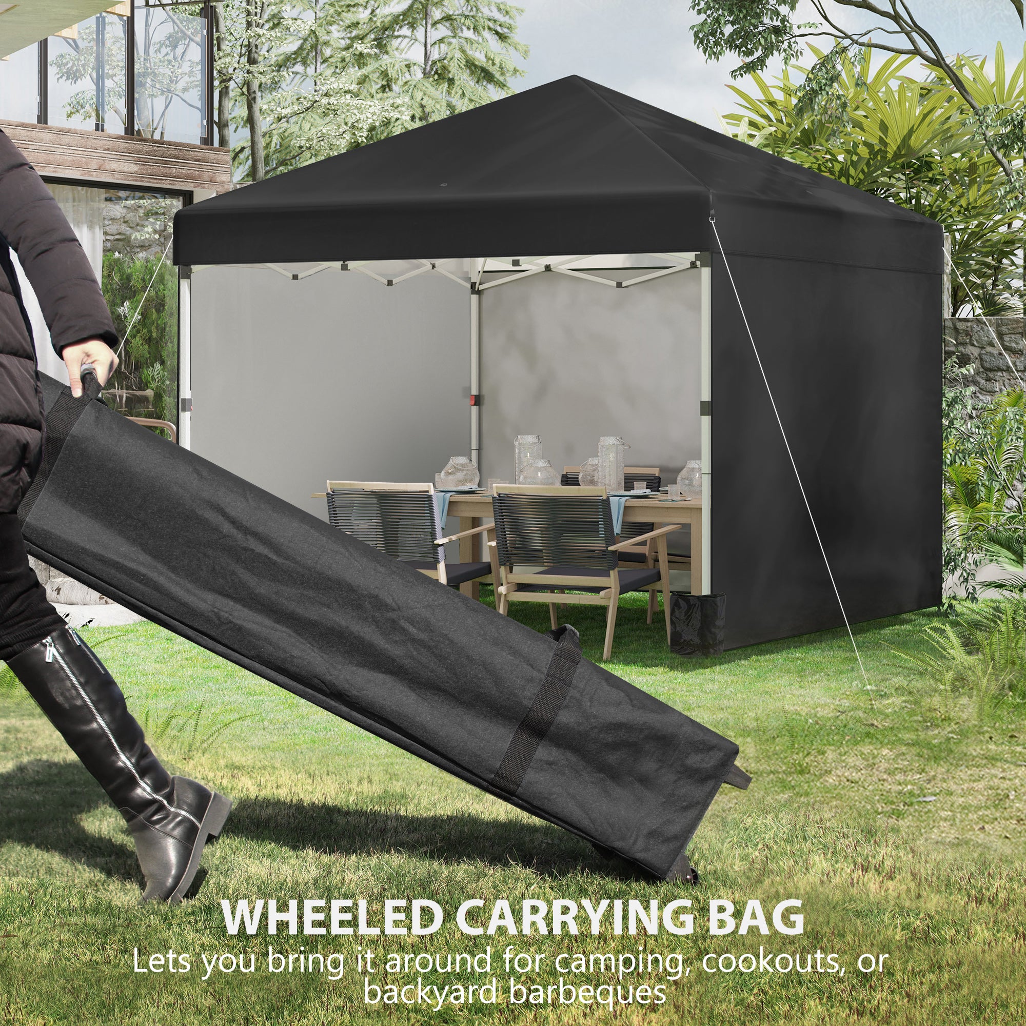 Alloy Steel Pop Up Gazebo Canopy 297cm Width x 297cm Depth With UPF30+ Protection - Velmora