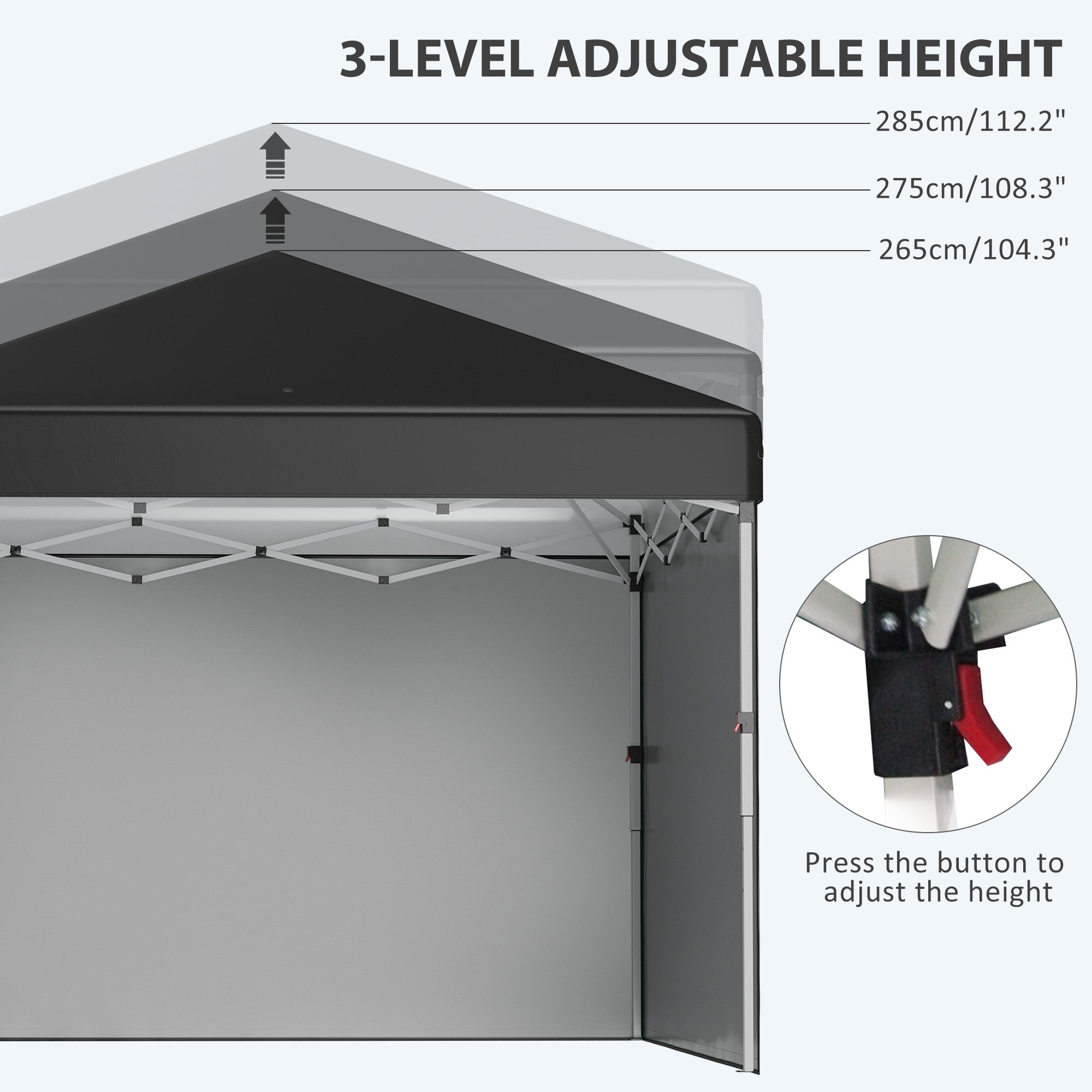 Alloy Steel Pop Up Gazebo Canopy 297cm Width x 297cm Depth With UPF30+ Protection - Velmora